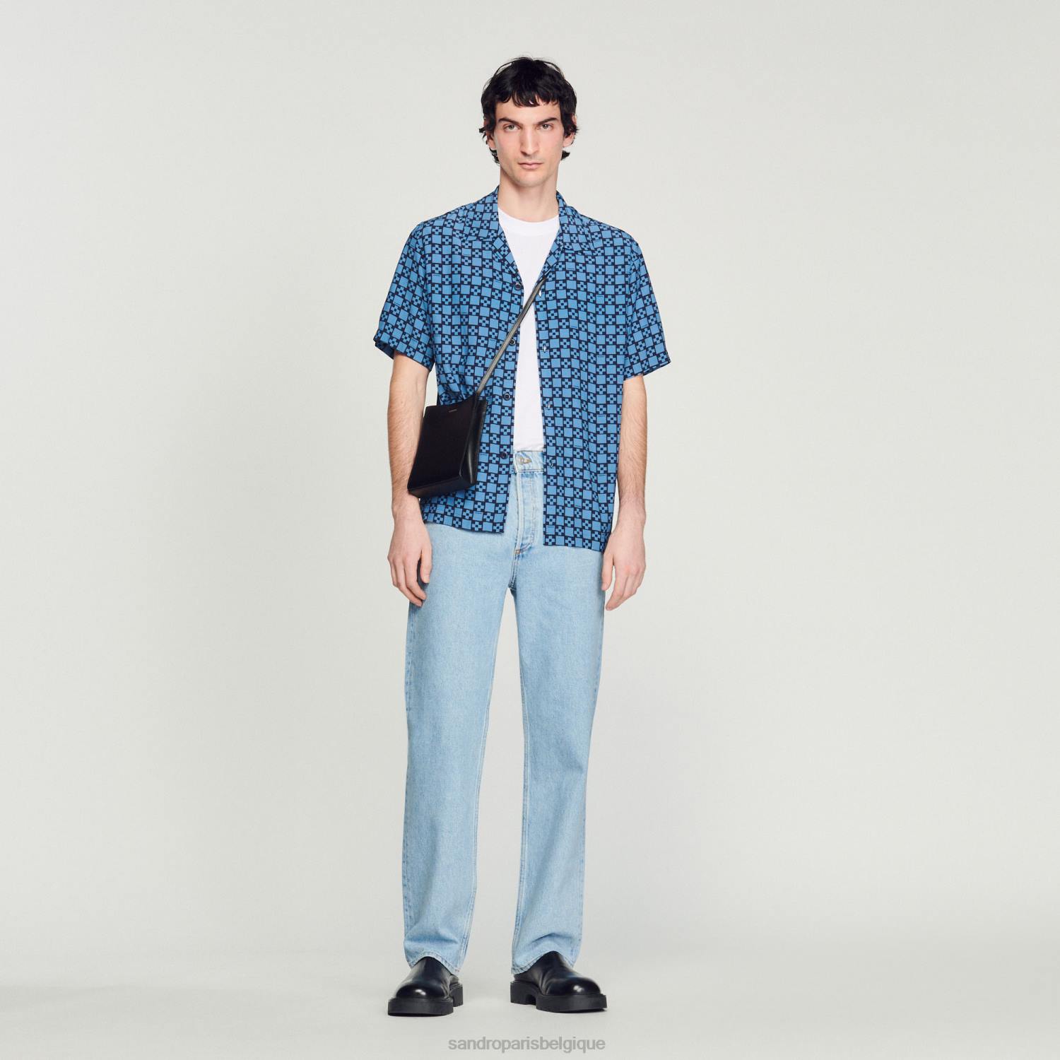 vêtements Sandro Paris jean coupe droite bleu vintage Hommes XLXD729