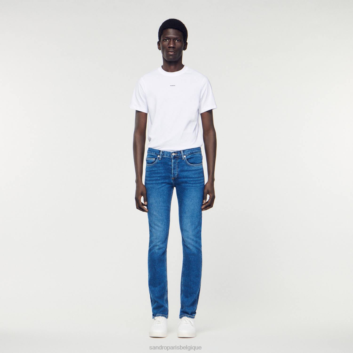 vêtements Sandro Paris jean délavé - coupe slim bleu vintage - jean Hommes XLXD662