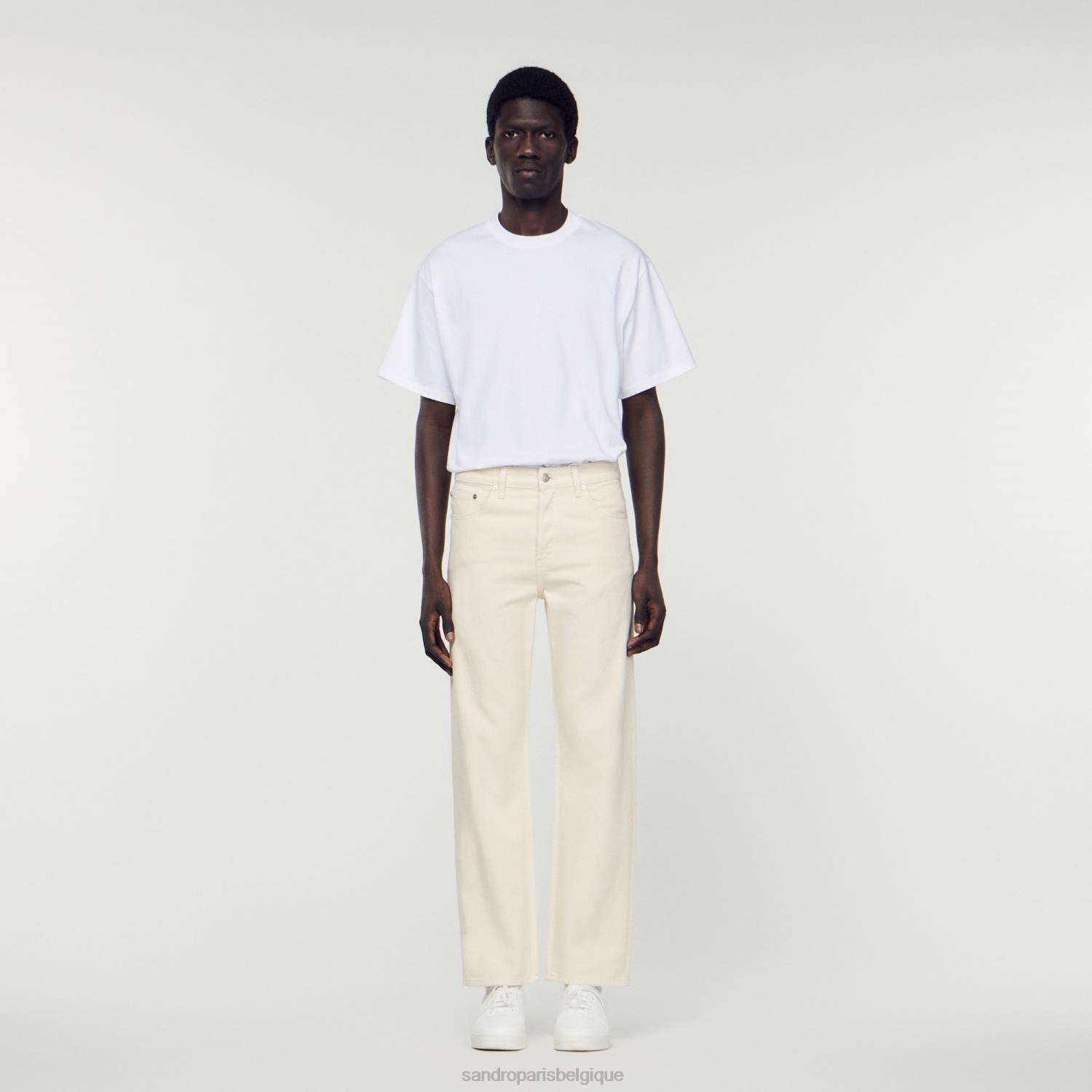 vêtements Sandro Paris jean en coton écru Hommes XLXD626