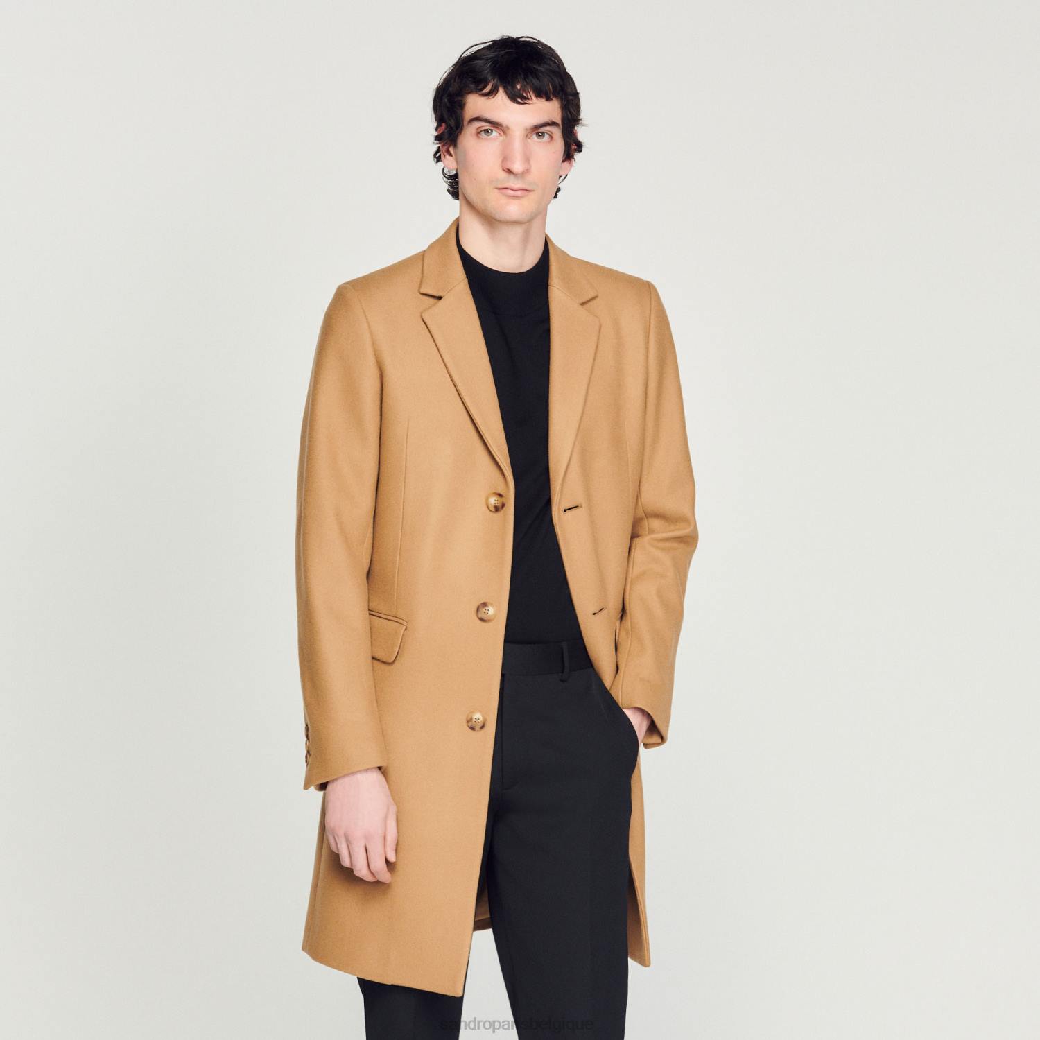 vêtements Sandro Paris manteau de laine beige Hommes XLXD607