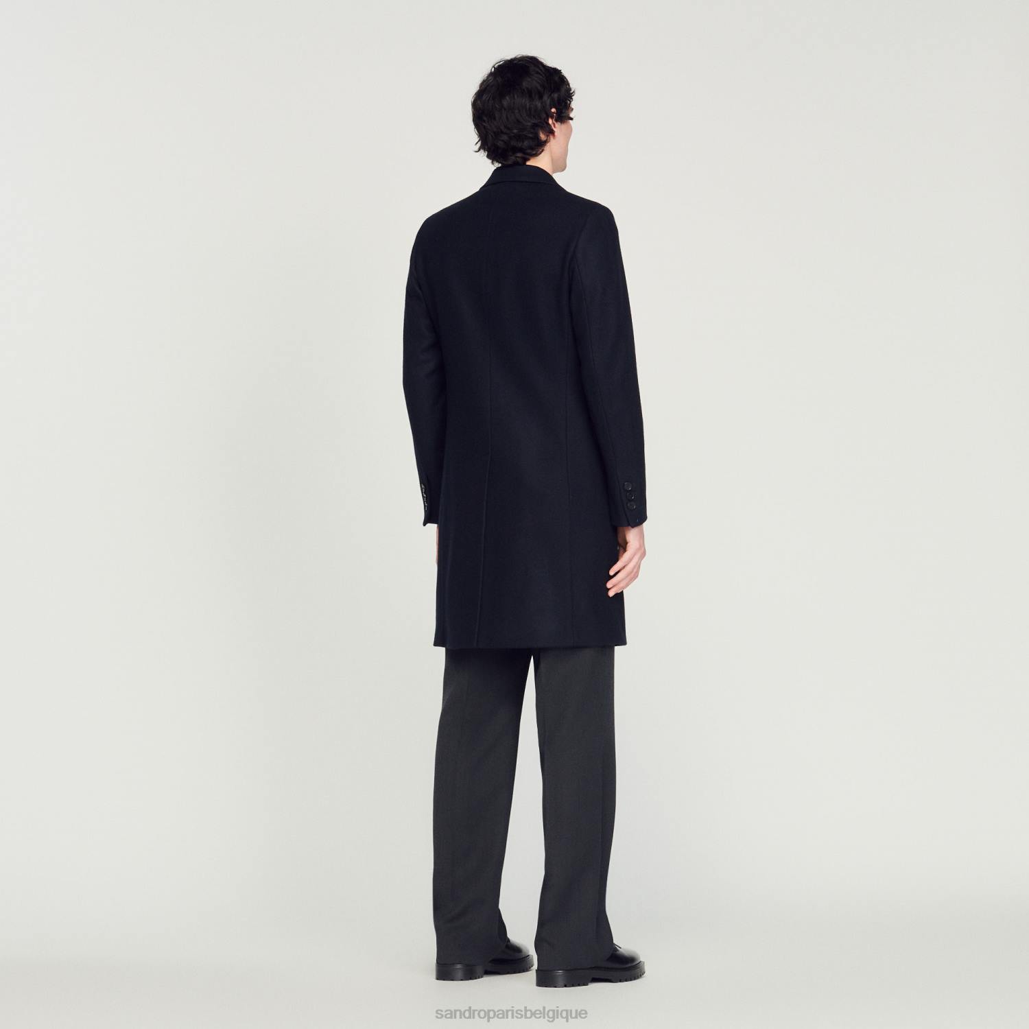 vêtements Sandro Paris manteau de laine bleu marine Hommes XLXD606