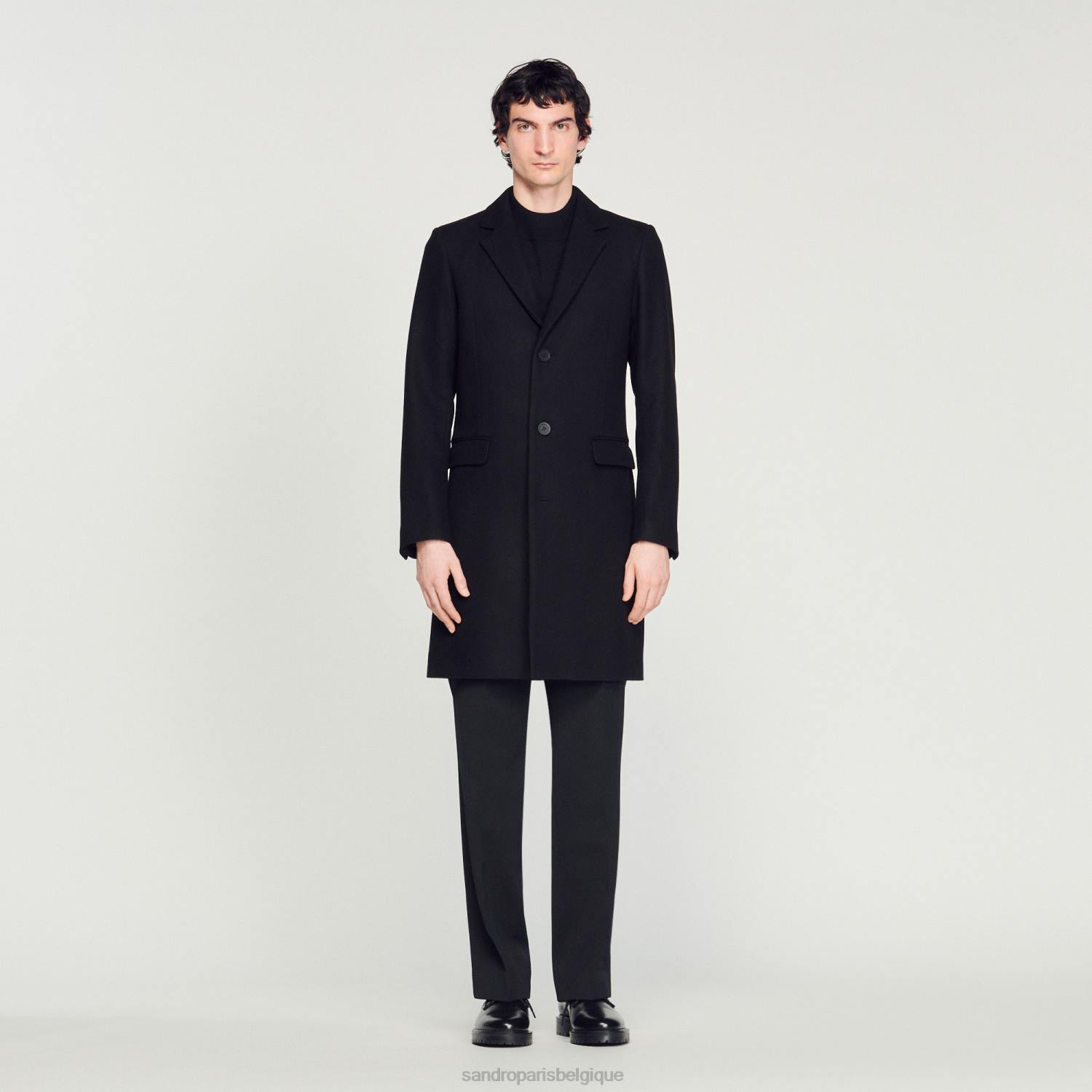 vêtements Sandro Paris manteau de laine noir Hommes XLXD605