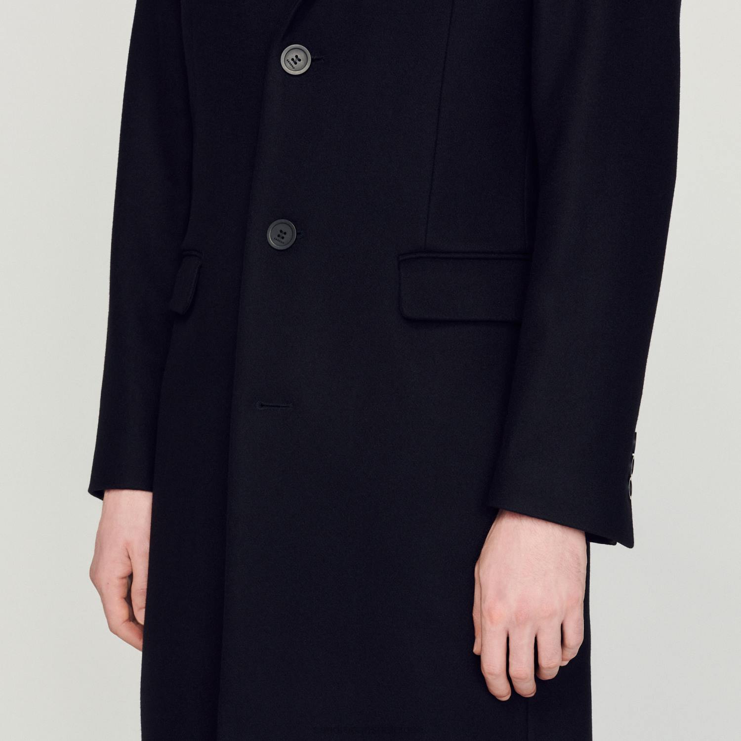 vêtements Sandro Paris manteau de laine noir Hommes XLXD605
