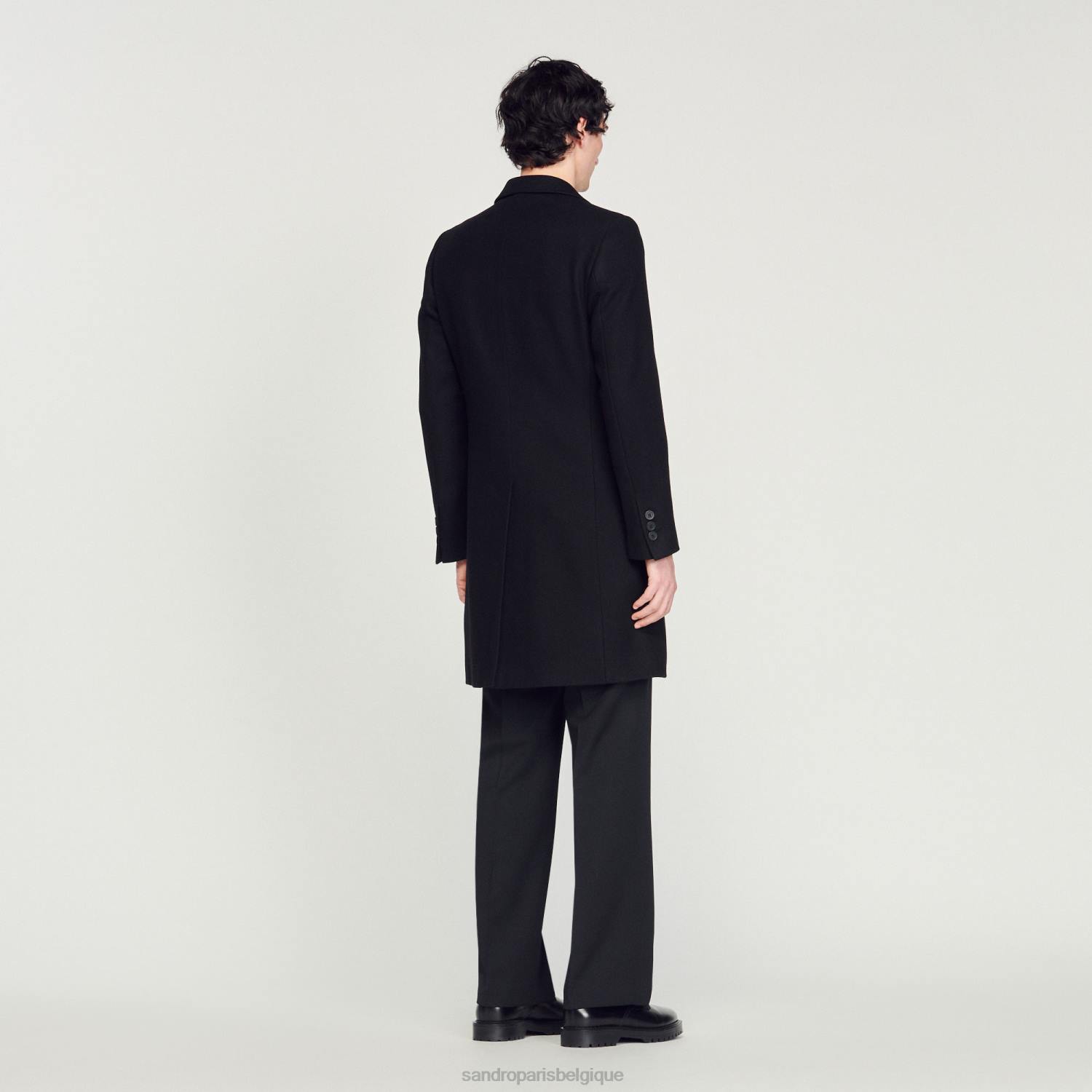 vêtements Sandro Paris manteau de laine noir Hommes XLXD605