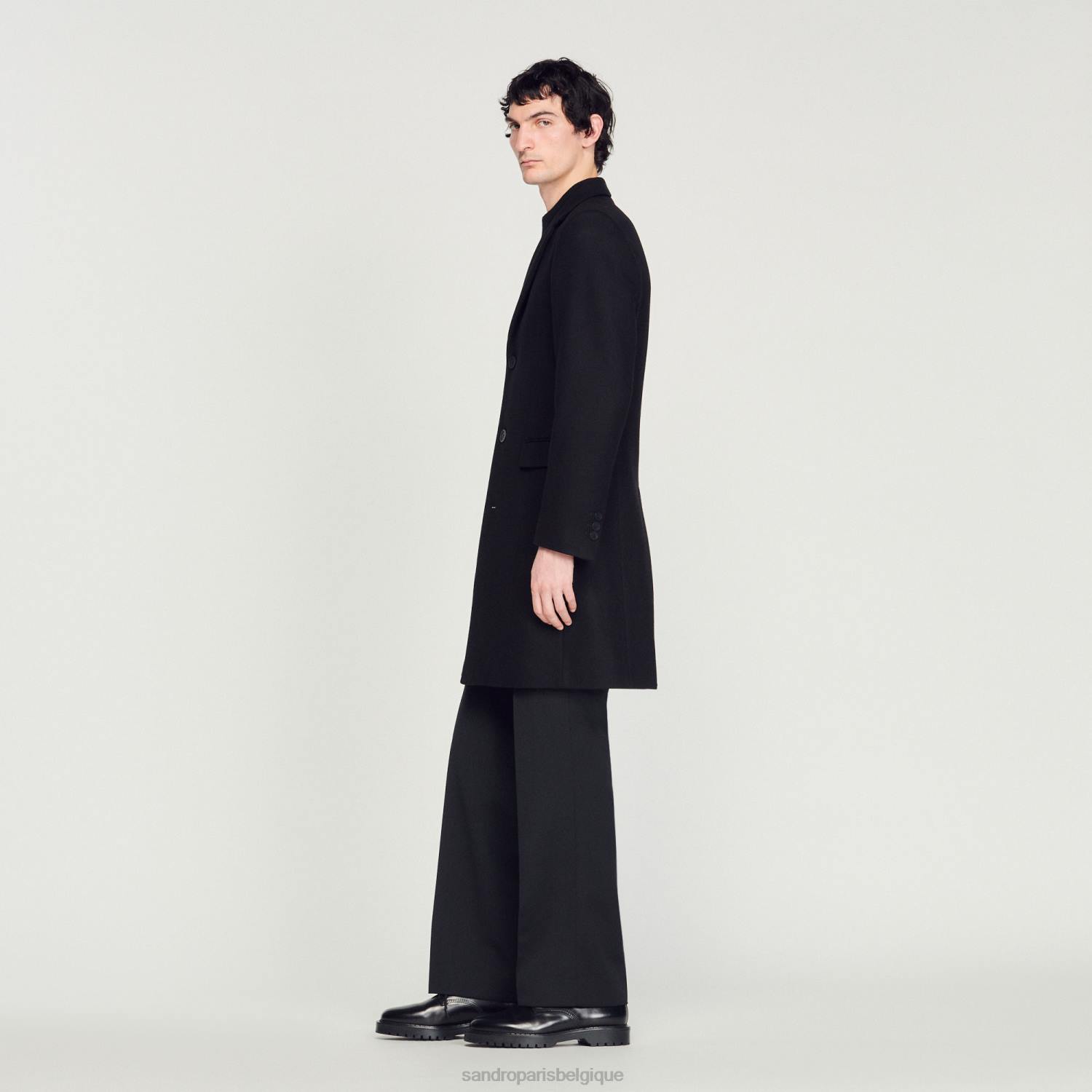 vêtements Sandro Paris manteau de laine noir Hommes XLXD605