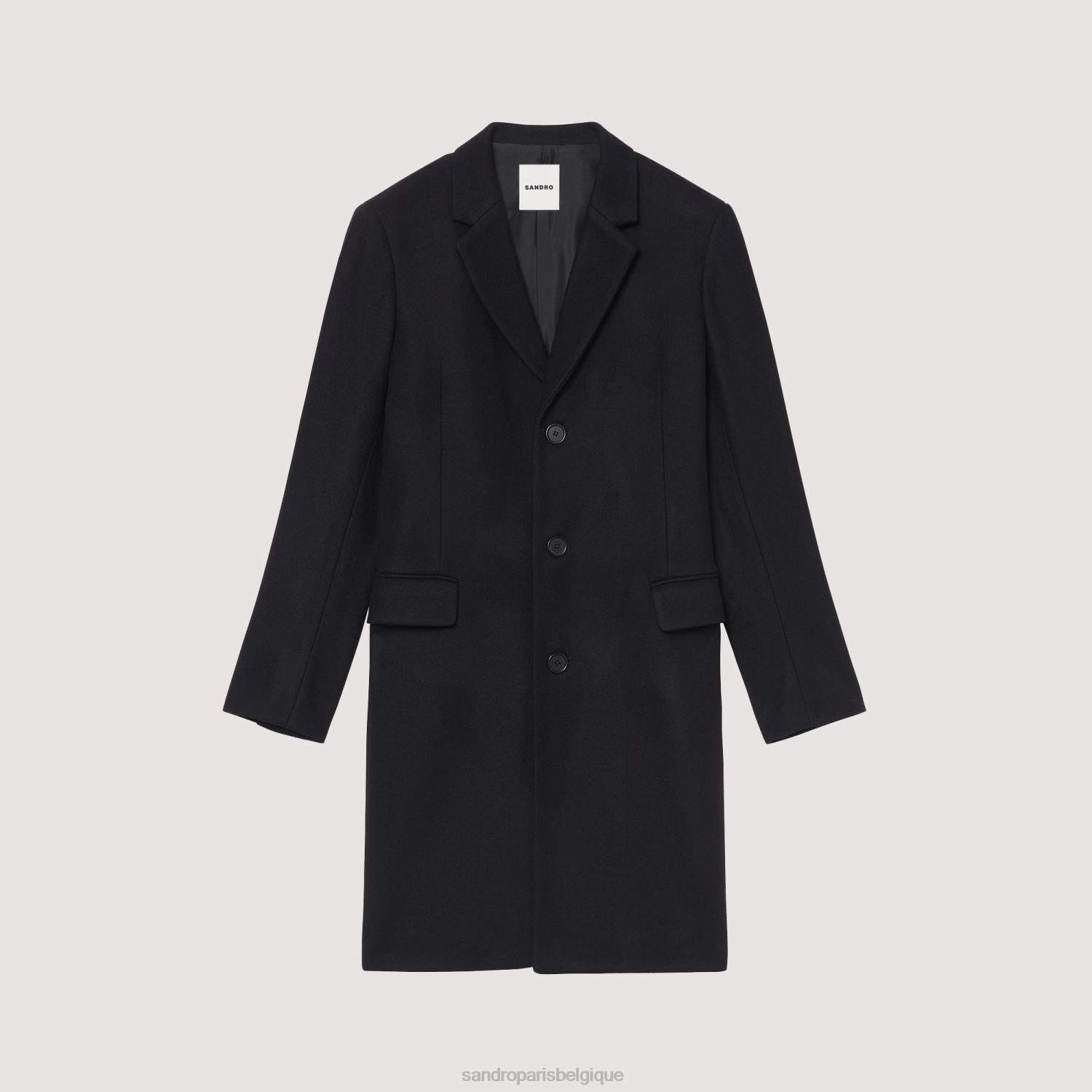 vêtements Sandro Paris manteau de laine noir Hommes XLXD605