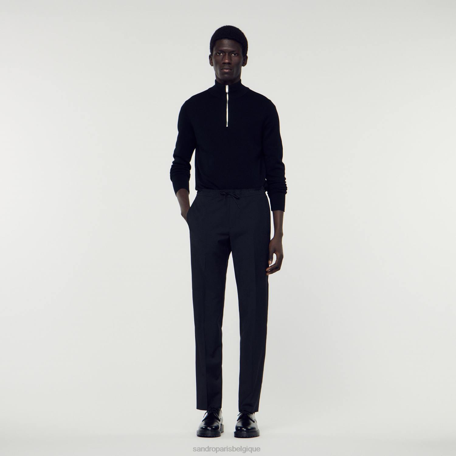 vêtements Sandro Paris pantalon avec taille élastiquée noir Hommes XLXD656