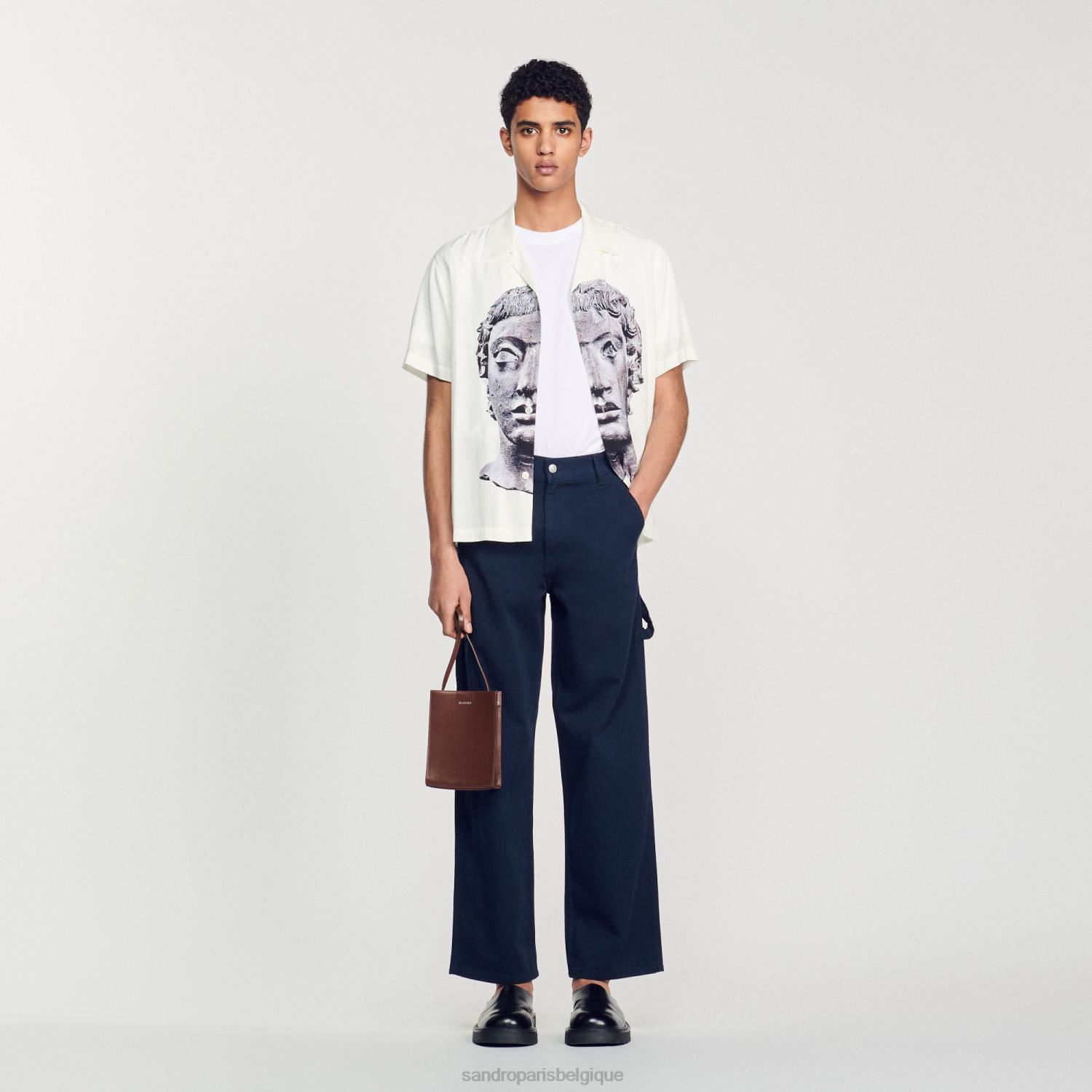 vêtements Sandro Paris pantalon de charpentier bleu marine foncé Hommes XLXD815