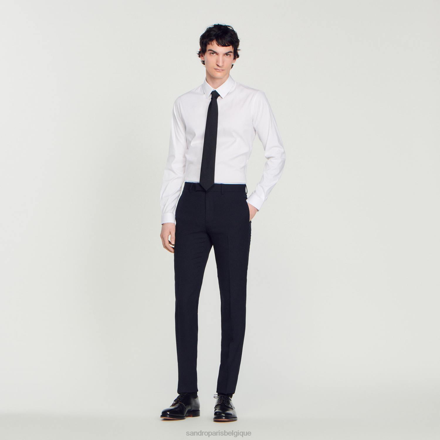 vêtements Sandro Paris pantalon de costume en laine bleu marine Hommes XLXD617
