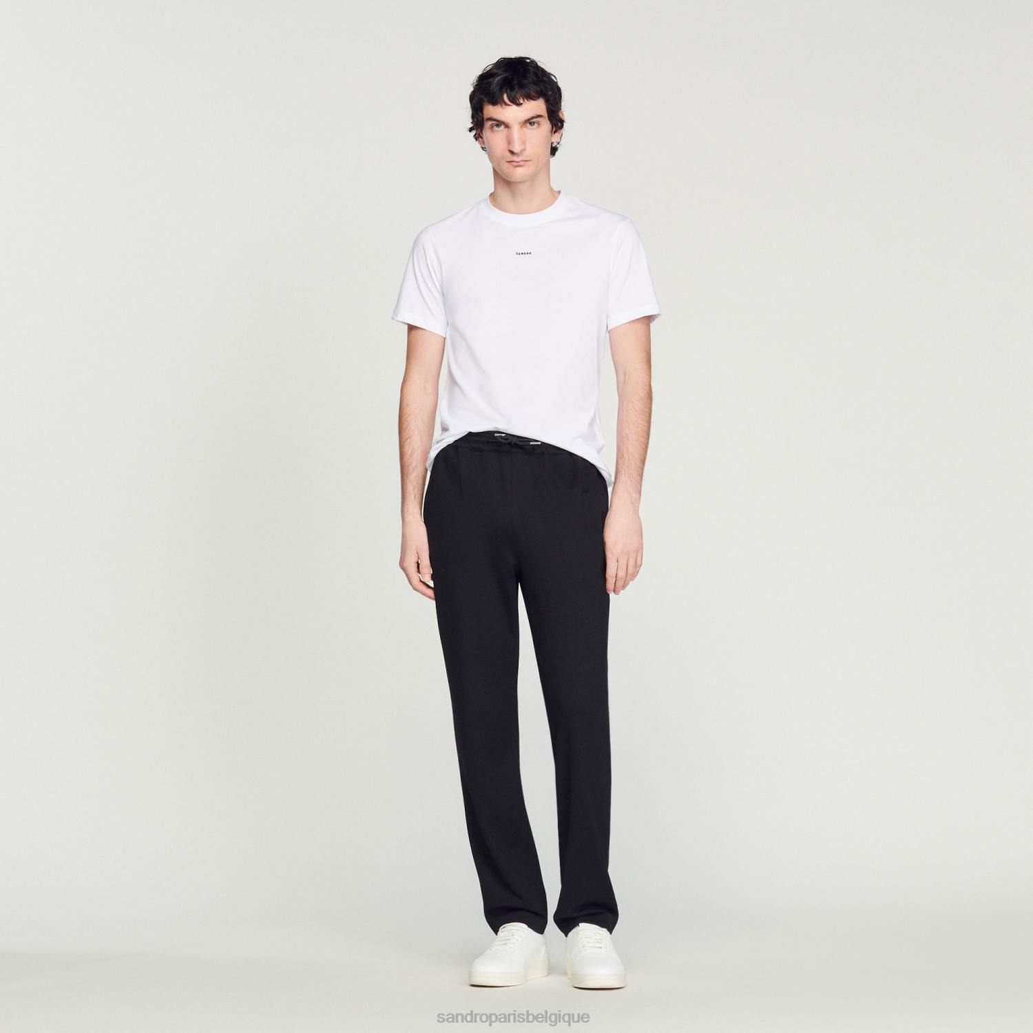 vêtements Sandro Paris pantalon de jogging en jersey noir Hommes XLXD646