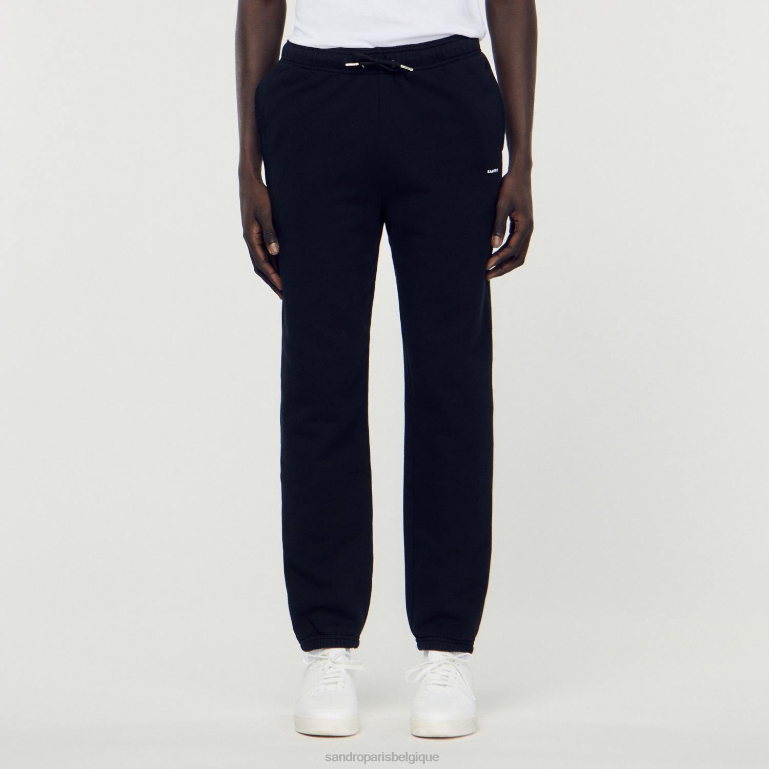 vêtements Sandro Paris pantalon de jogging en molleton à broderies noir Hommes XLXD678