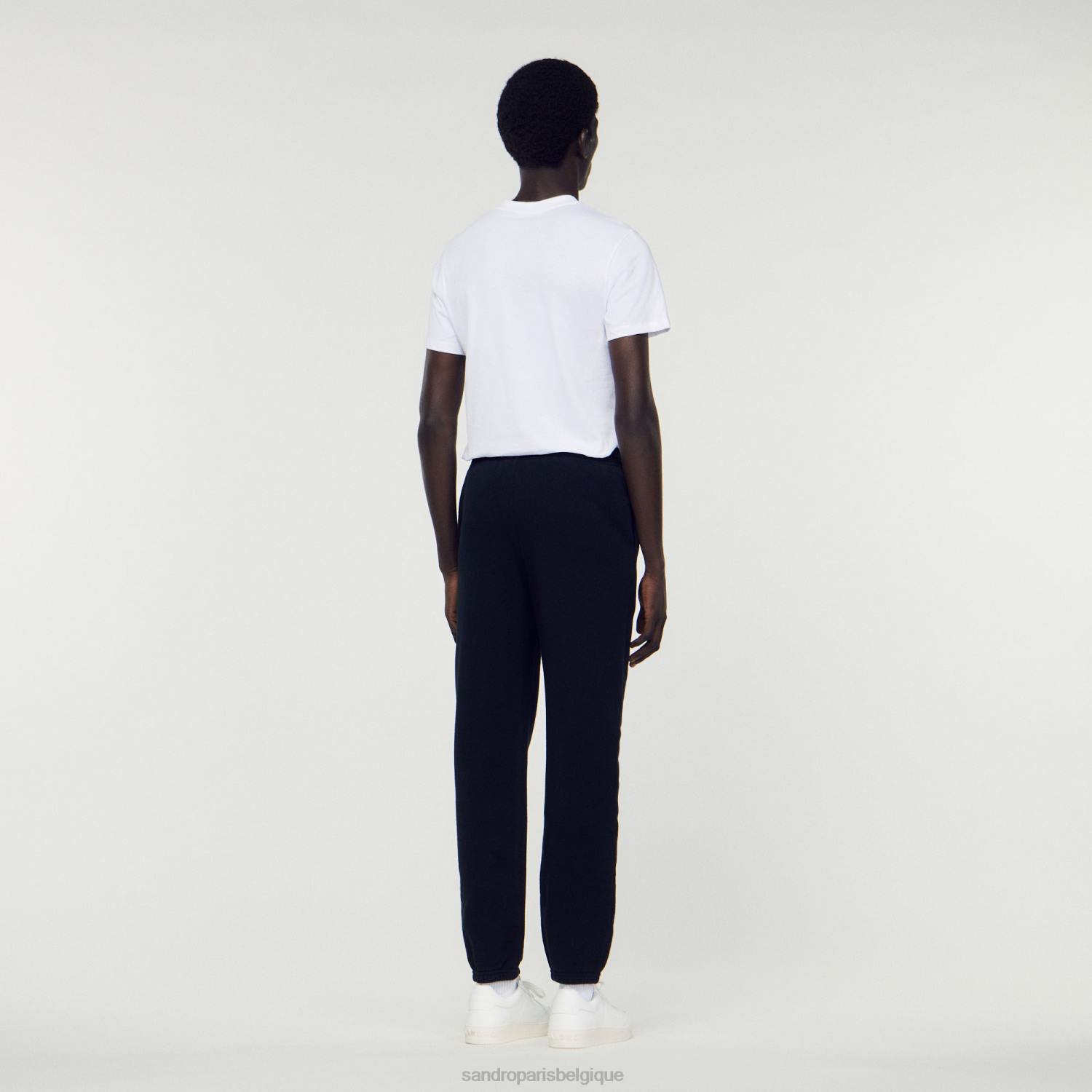 vêtements Sandro Paris pantalon de jogging en molleton à broderies noir Hommes XLXD678
