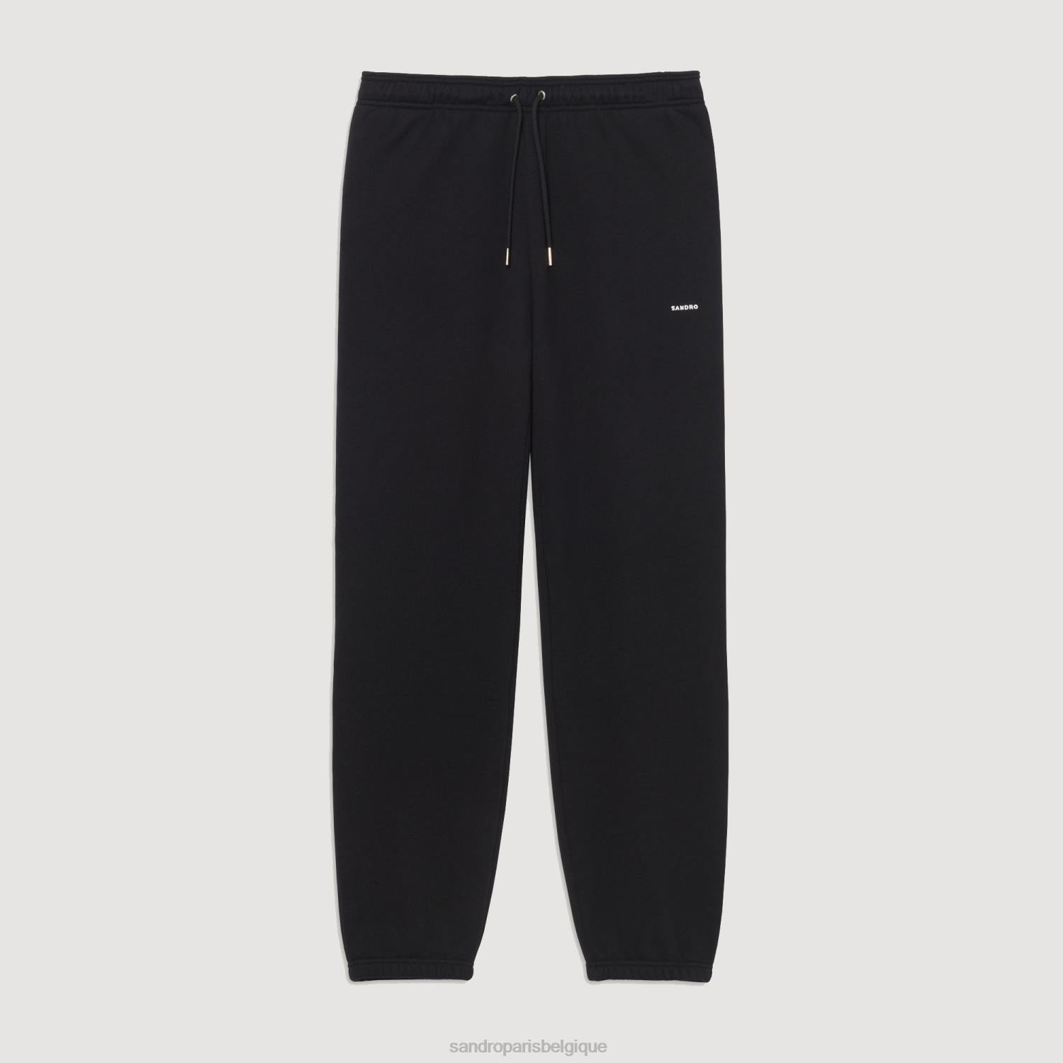 vêtements Sandro Paris pantalon de jogging en molleton à broderies noir Hommes XLXD678