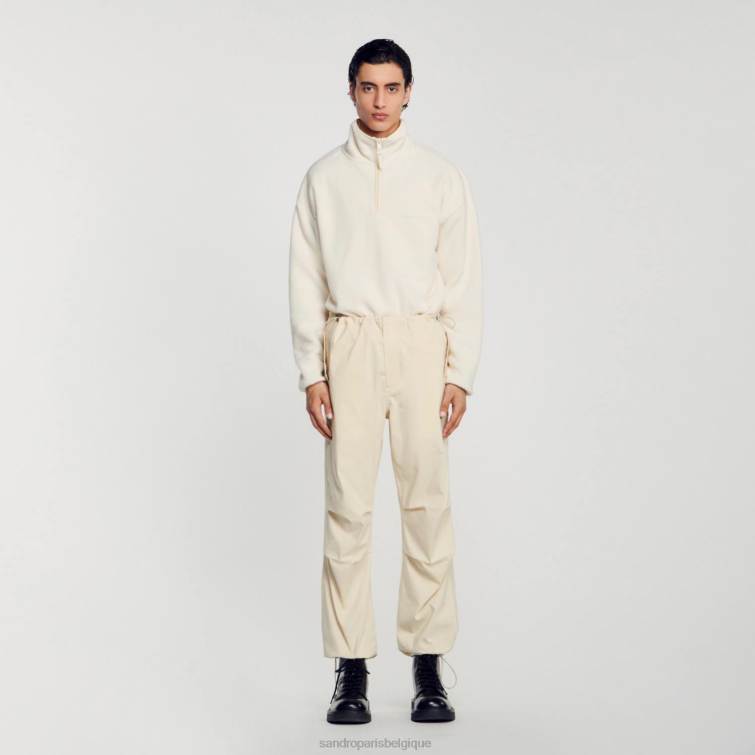 vêtements Sandro Paris pantalon de parachute écru Hommes XLXD593