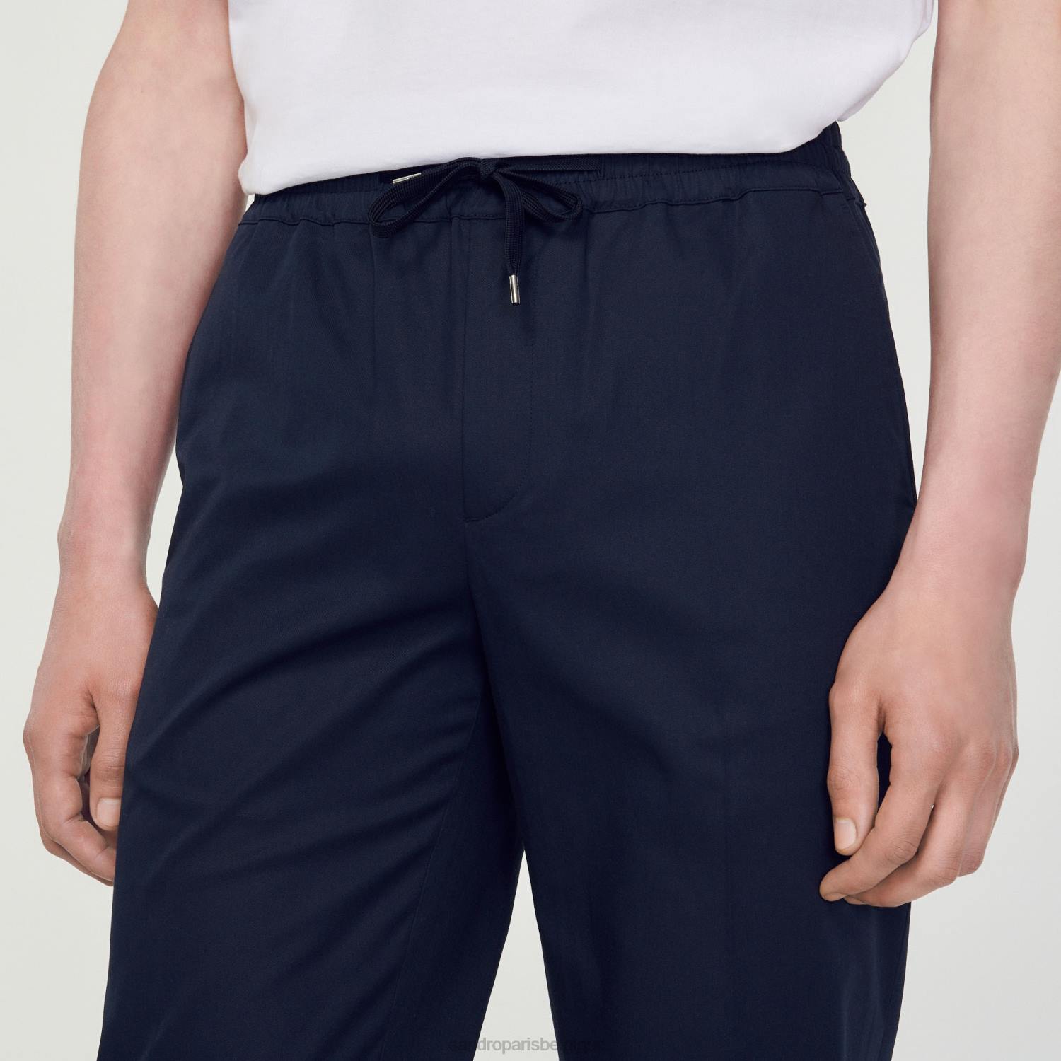 vêtements Sandro Paris pantalon droit élastiqué bleu marine Hommes XLXD776