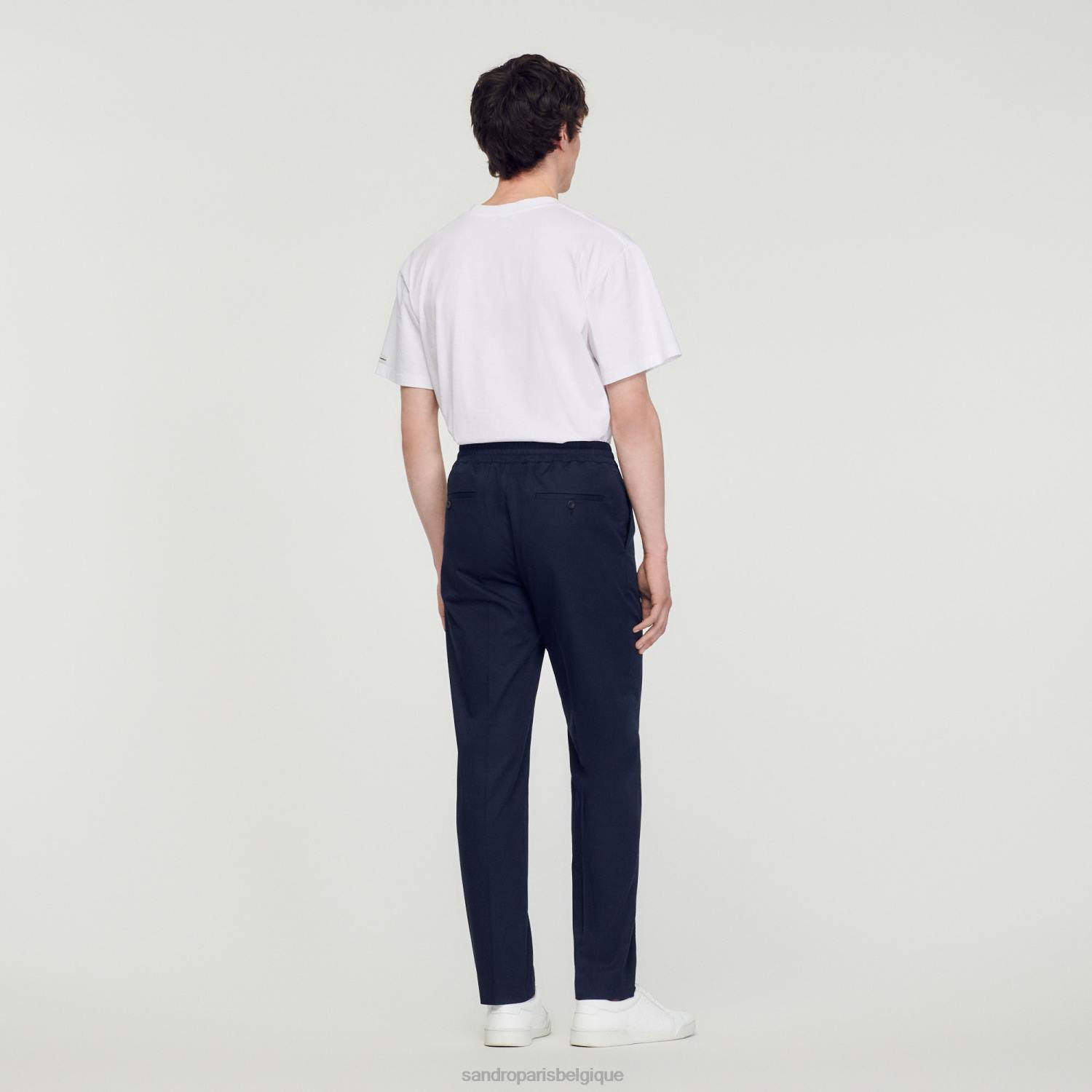 vêtements Sandro Paris pantalon droit élastiqué bleu marine Hommes XLXD776