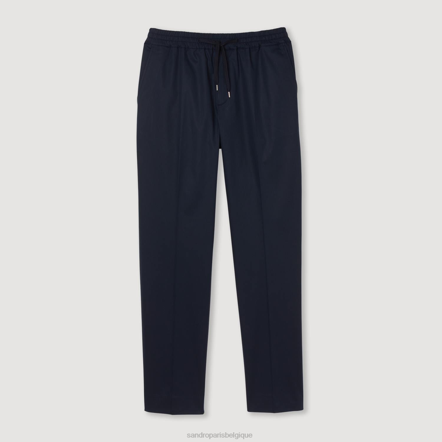 vêtements Sandro Paris pantalon droit élastiqué bleu marine Hommes XLXD776