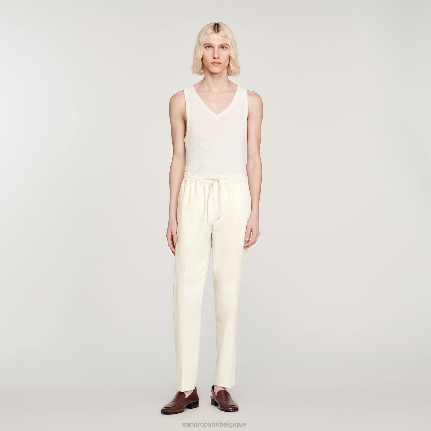 vêtements Sandro Paris pantalon droit élastiqué écru Hommes XLXD777