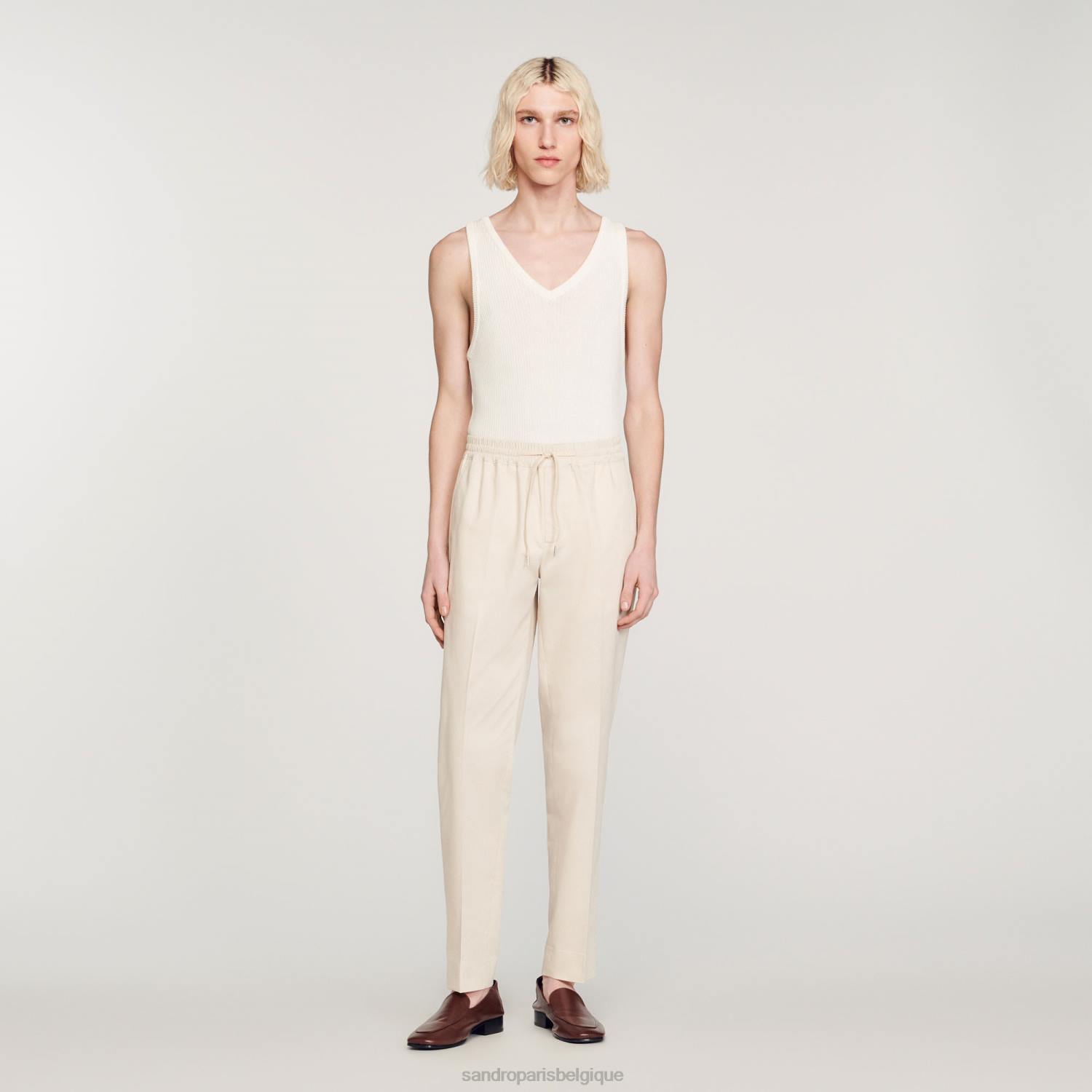 vêtements Sandro Paris pantalon droit élastiqué écru Hommes XLXD777
