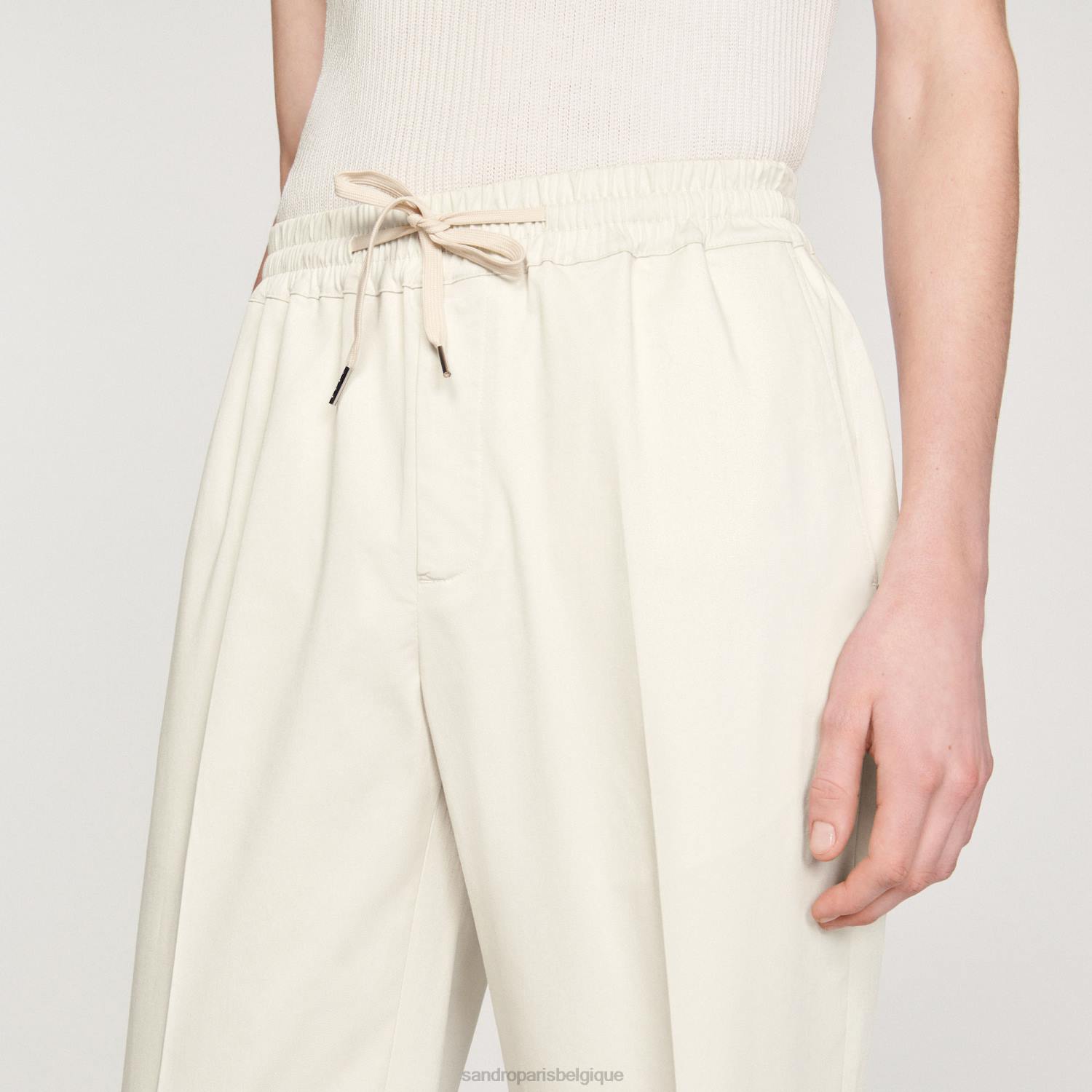 vêtements Sandro Paris pantalon droit élastiqué écru Hommes XLXD777
