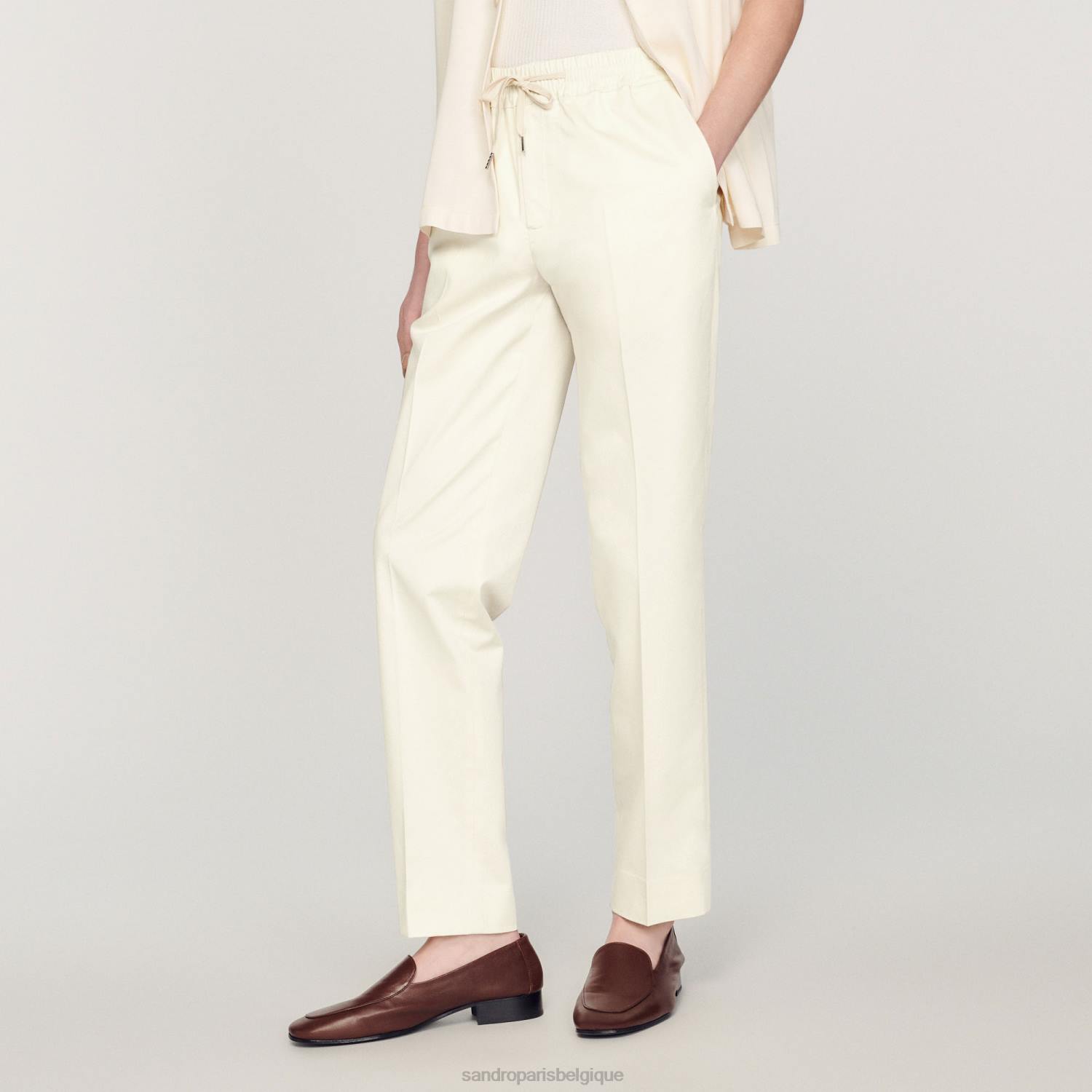 vêtements Sandro Paris pantalon droit élastiqué écru Hommes XLXD777