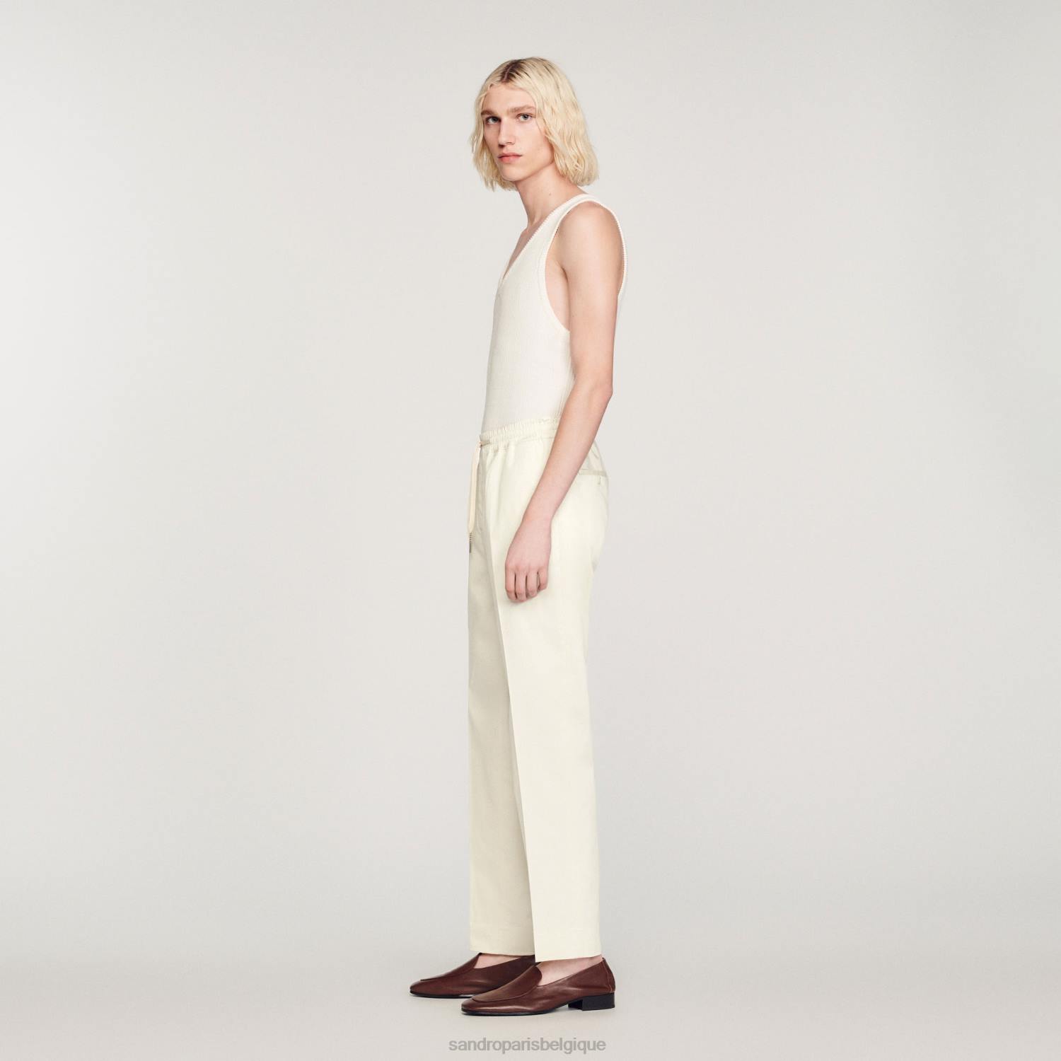 vêtements Sandro Paris pantalon droit élastiqué écru Hommes XLXD777