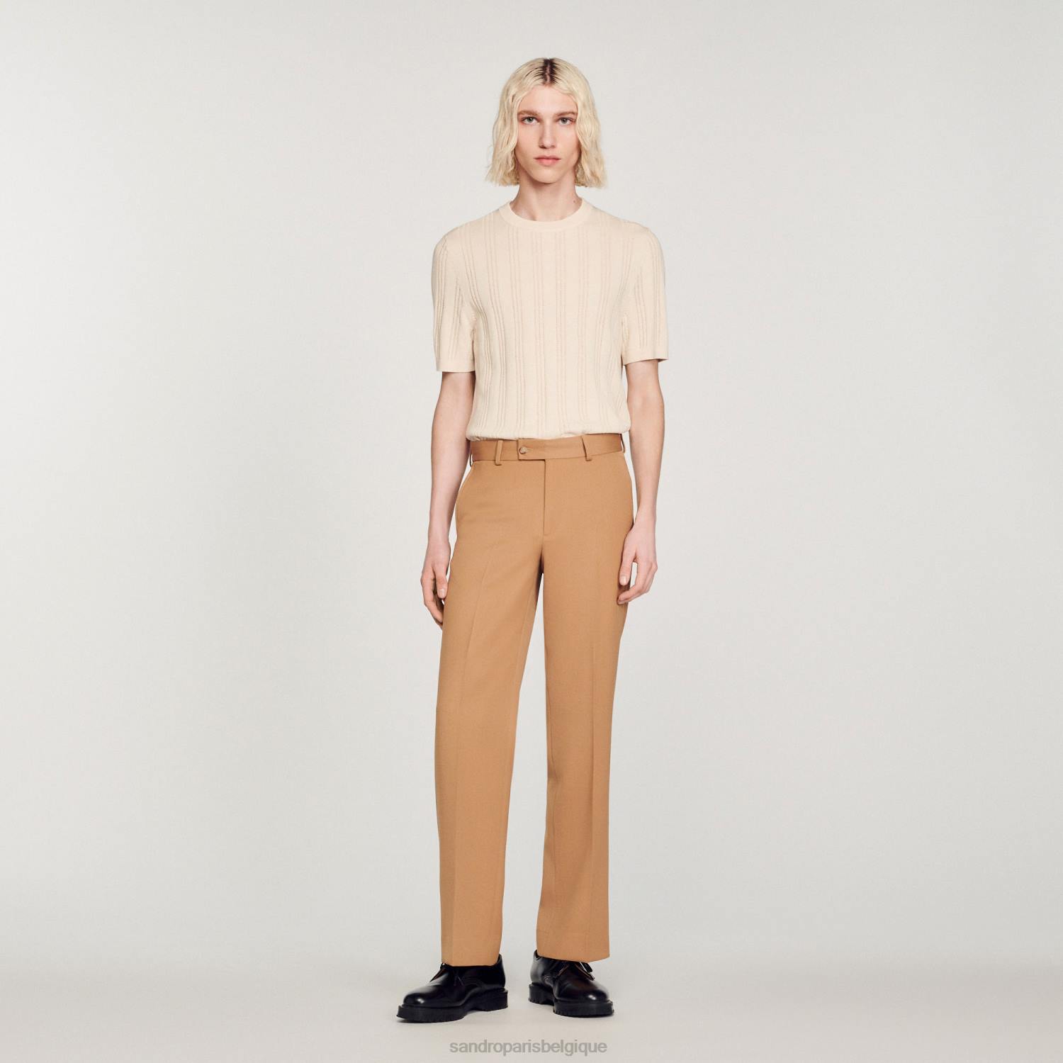 vêtements Sandro Paris pantalon en laine mélangée chameau Hommes XLXD603