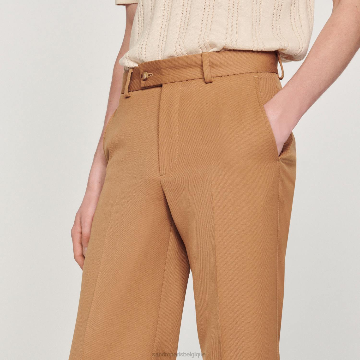 vêtements Sandro Paris pantalon en laine mélangée chameau Hommes XLXD603