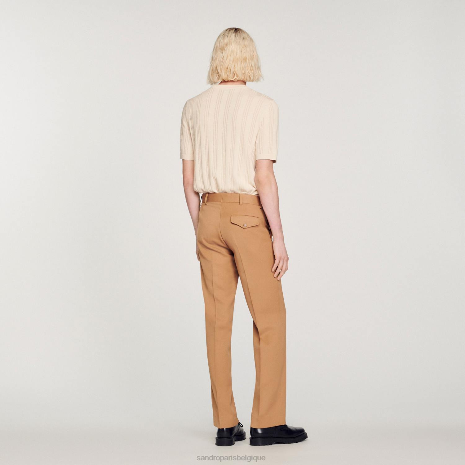 vêtements Sandro Paris pantalon en laine mélangée chameau Hommes XLXD603