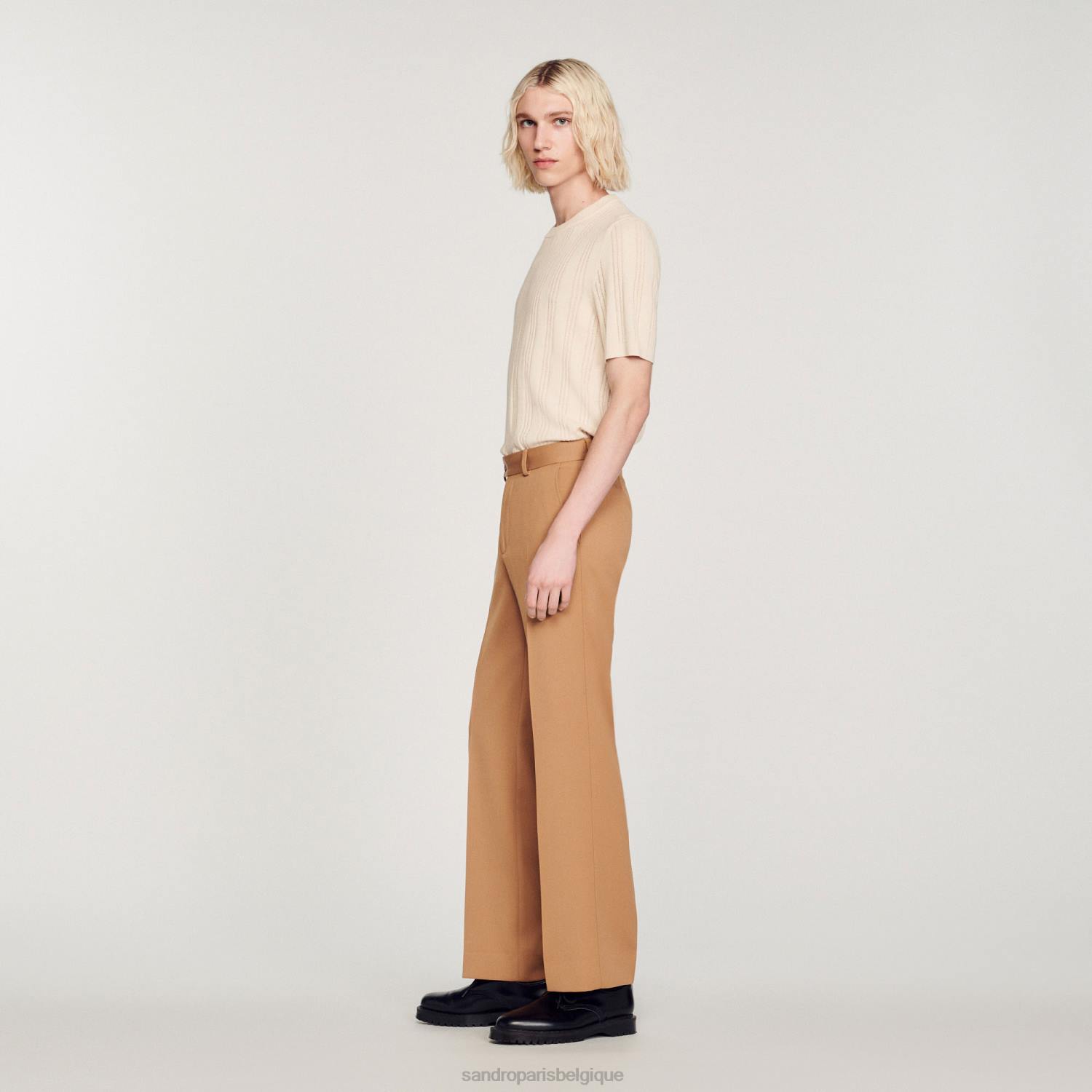 vêtements Sandro Paris pantalon en laine mélangée chameau Hommes XLXD603