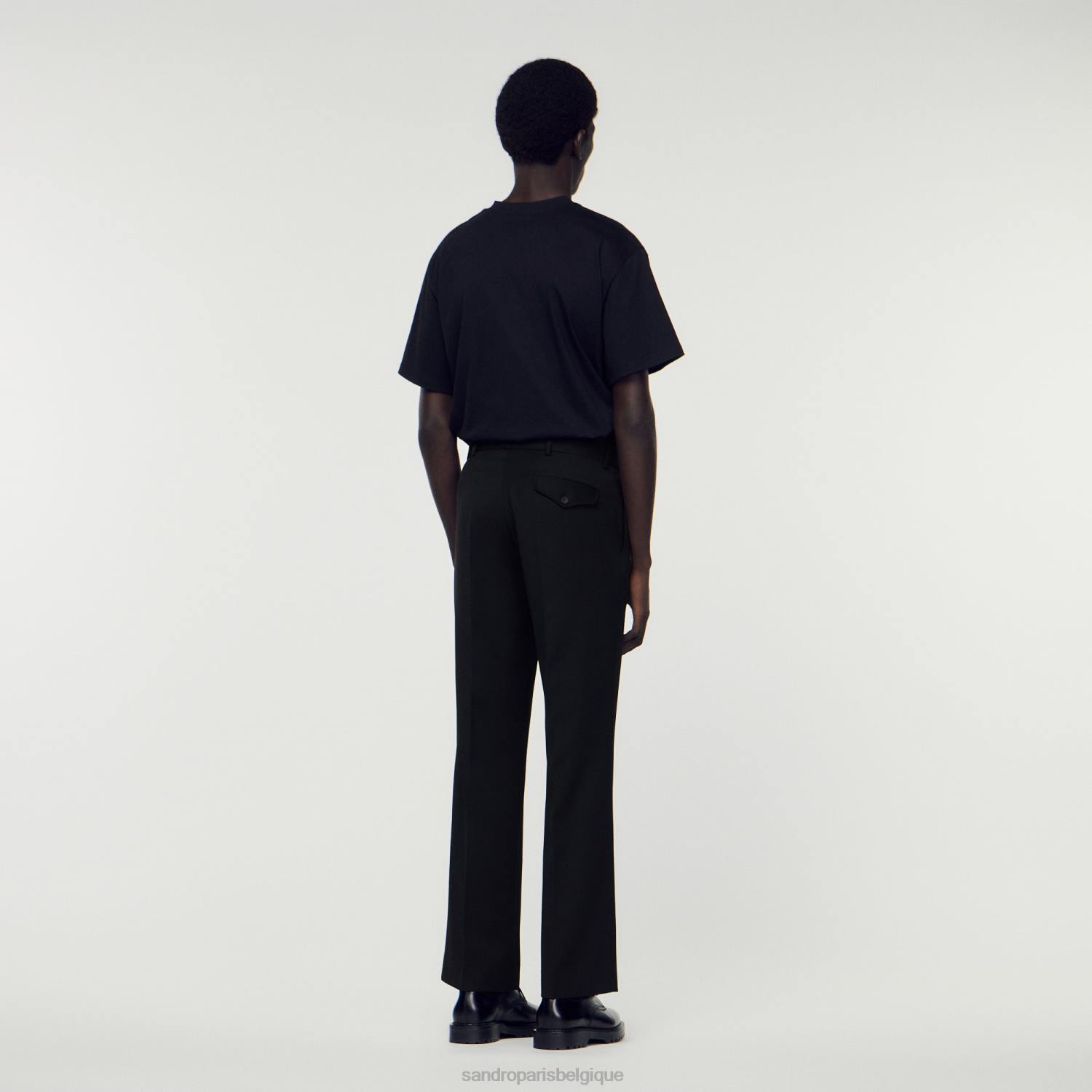 vêtements Sandro Paris pantalon en laine mélangée noir Hommes XLXD640