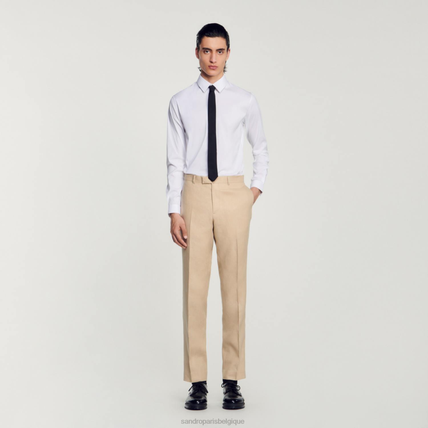 vêtements Sandro Paris pantalon en lin beige Hommes XLXD586