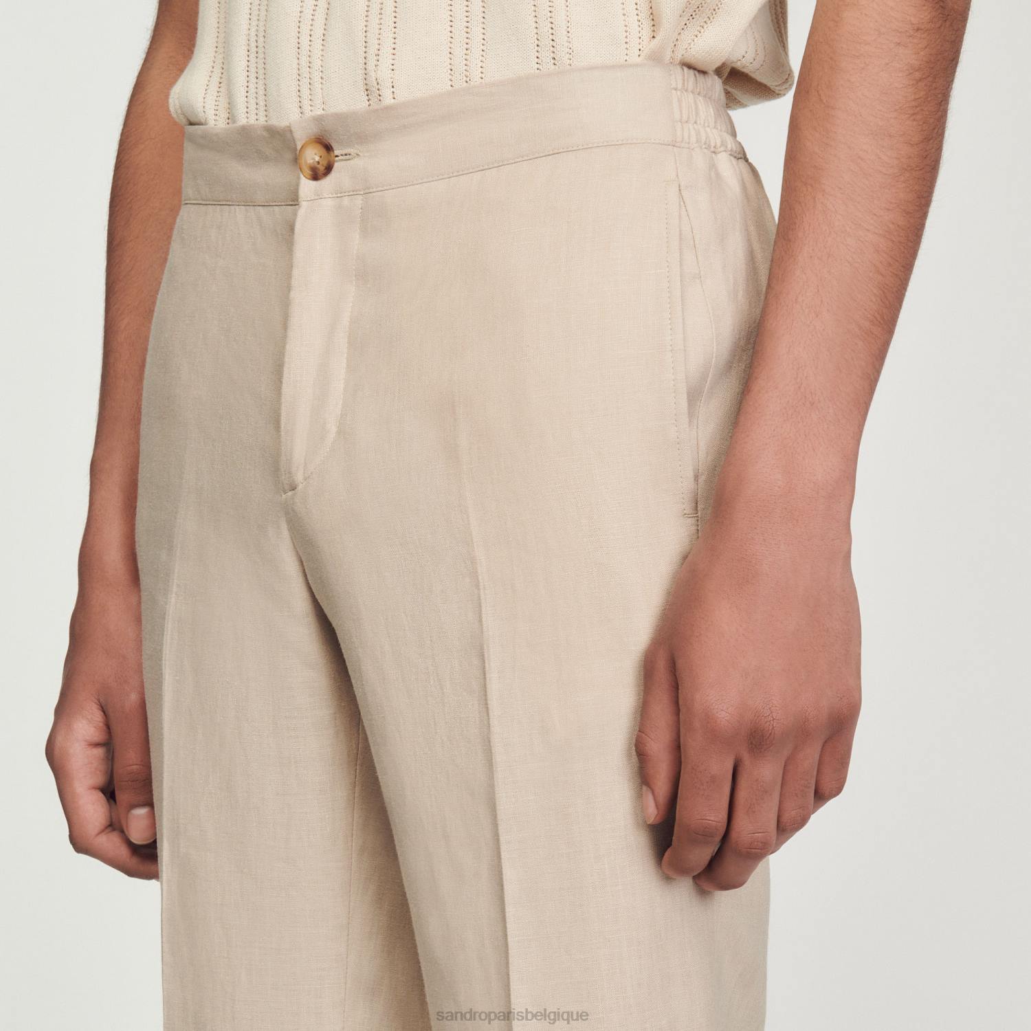 vêtements Sandro Paris pantalon en lin beige Hommes XLXD599
