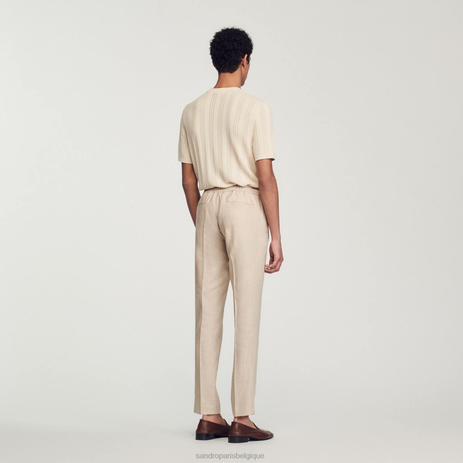 vêtements Sandro Paris pantalon en lin beige Hommes XLXD599