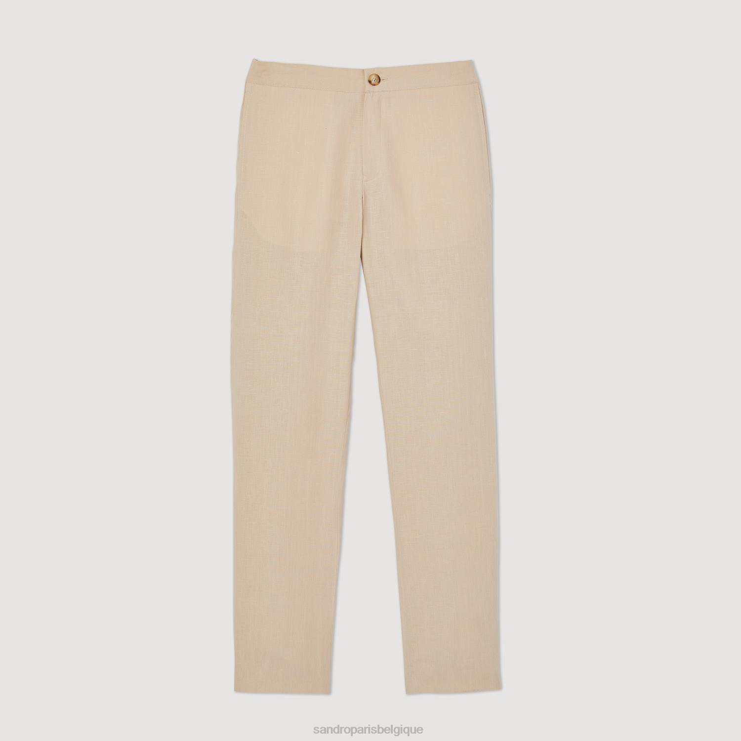 vêtements Sandro Paris pantalon en lin beige Hommes XLXD599