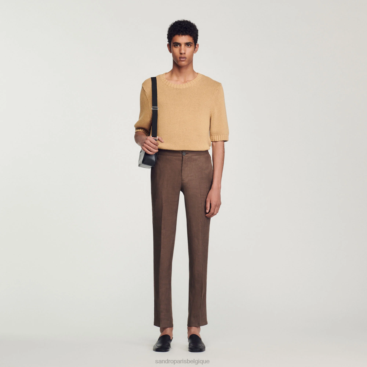vêtements Sandro Paris pantalon en lin taupe Hommes XLXD635