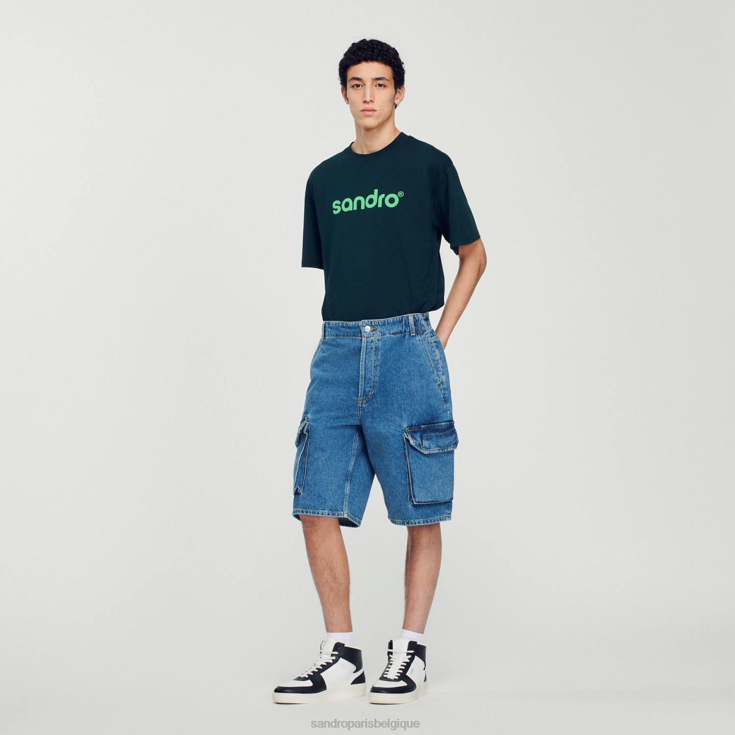 vêtements Sandro Paris short ample en jean bleu vintage Hommes XLXD600