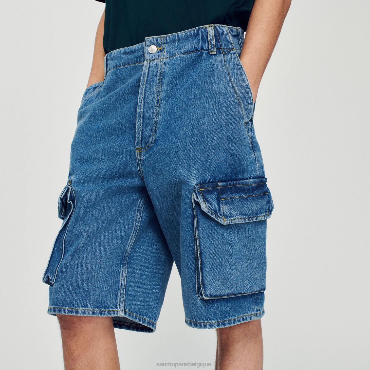 vêtements Sandro Paris short ample en jean bleu vintage Hommes XLXD600