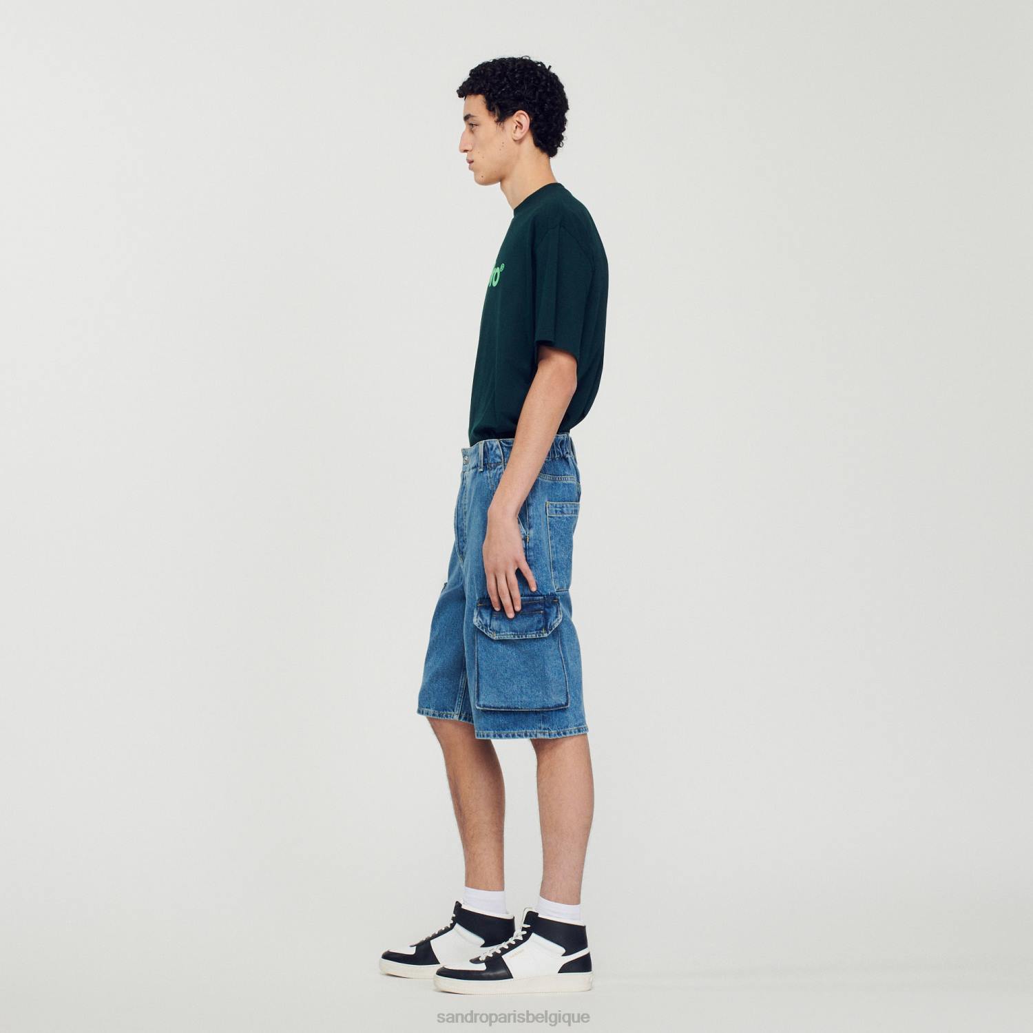 vêtements Sandro Paris short ample en jean bleu vintage Hommes XLXD600
