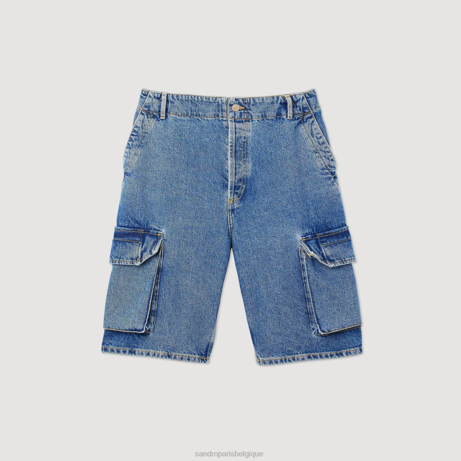 vêtements Sandro Paris short ample en jean bleu vintage Hommes XLXD600