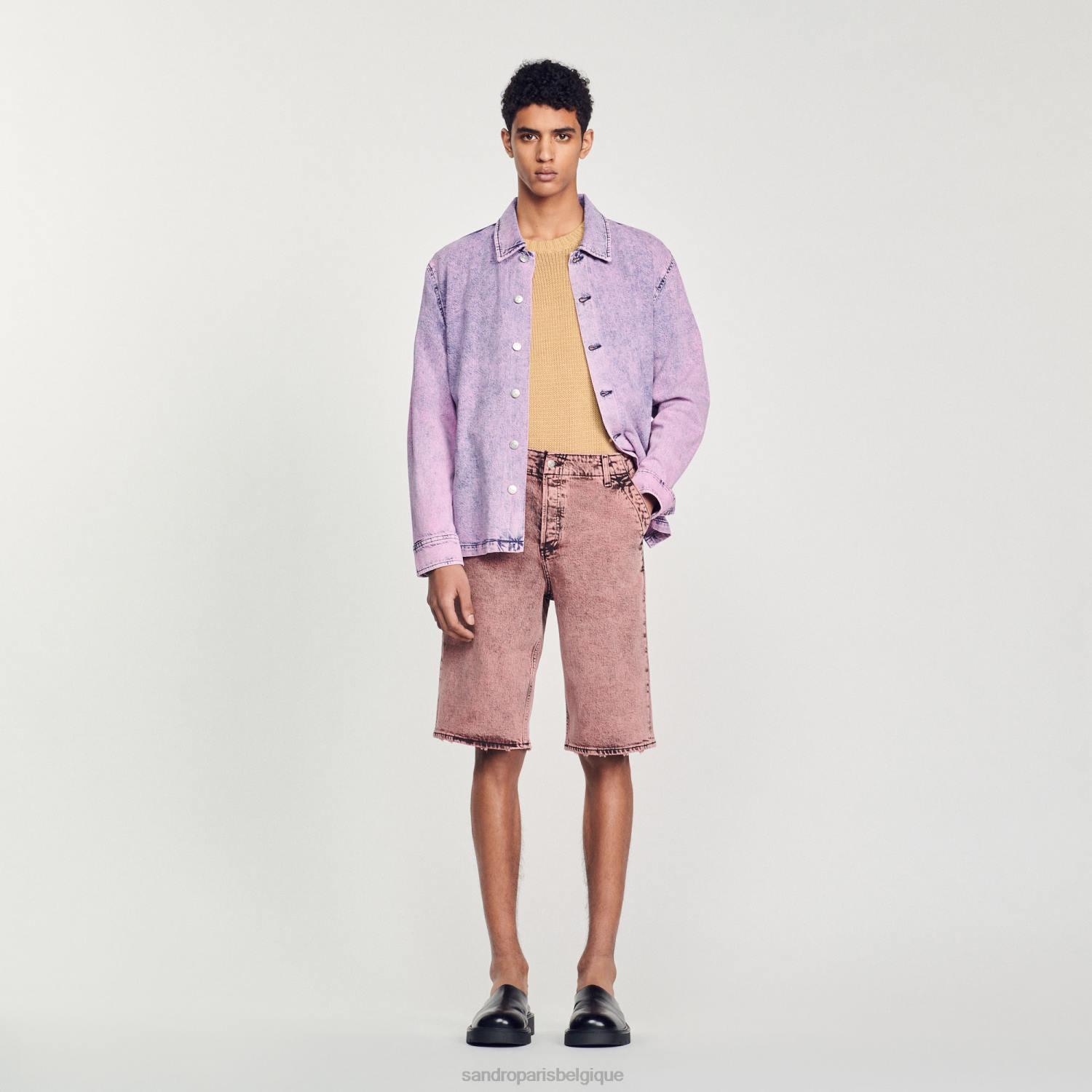 vêtements Sandro Paris short ample en jean rose Hommes XLXD752