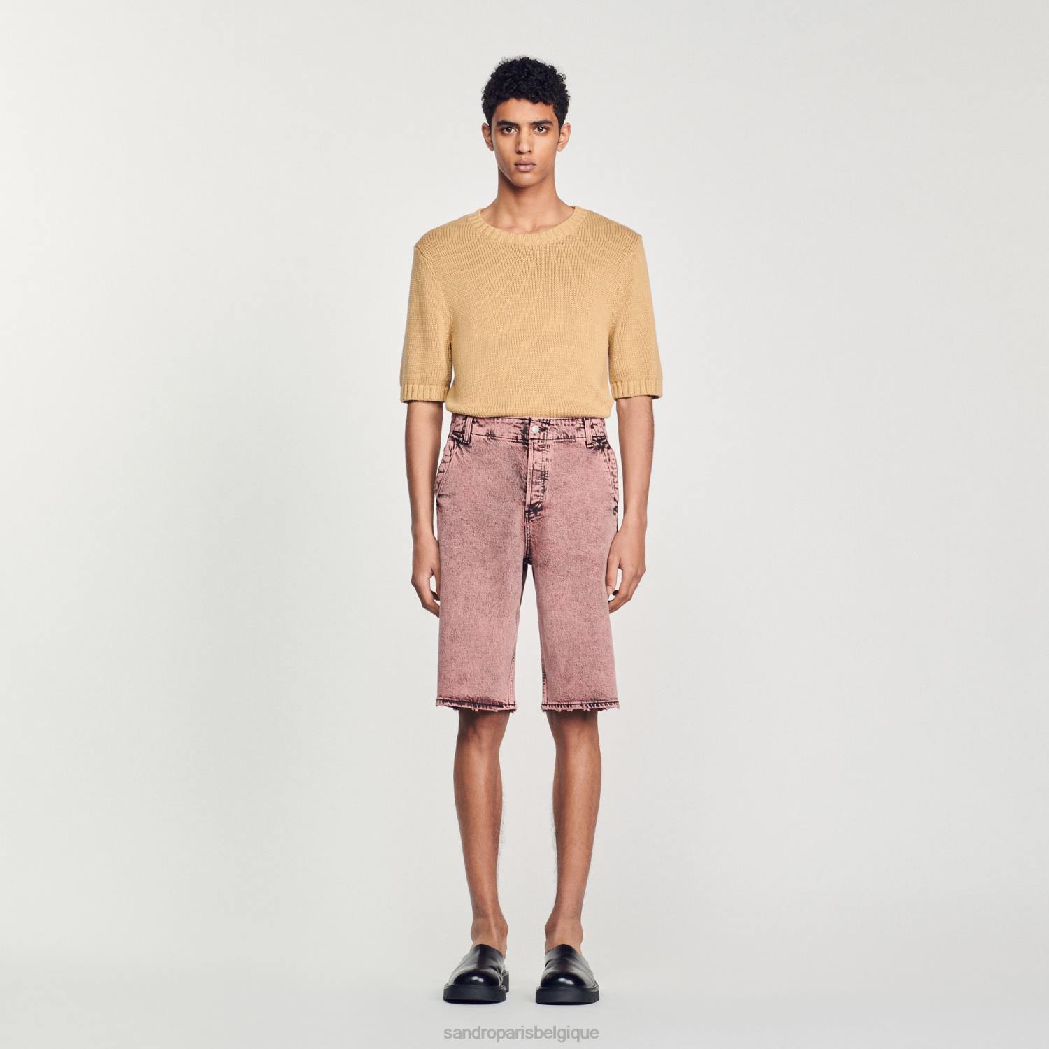 vêtements Sandro Paris short ample en jean rose Hommes XLXD752