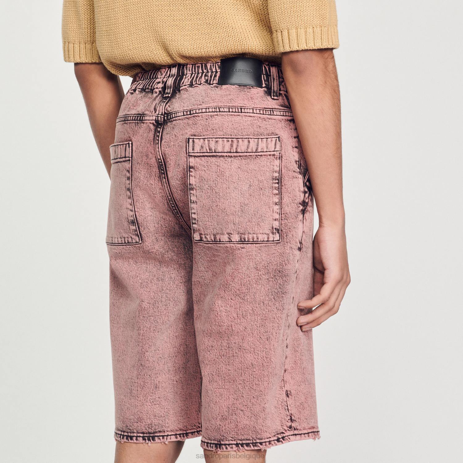 vêtements Sandro Paris short ample en jean rose Hommes XLXD752