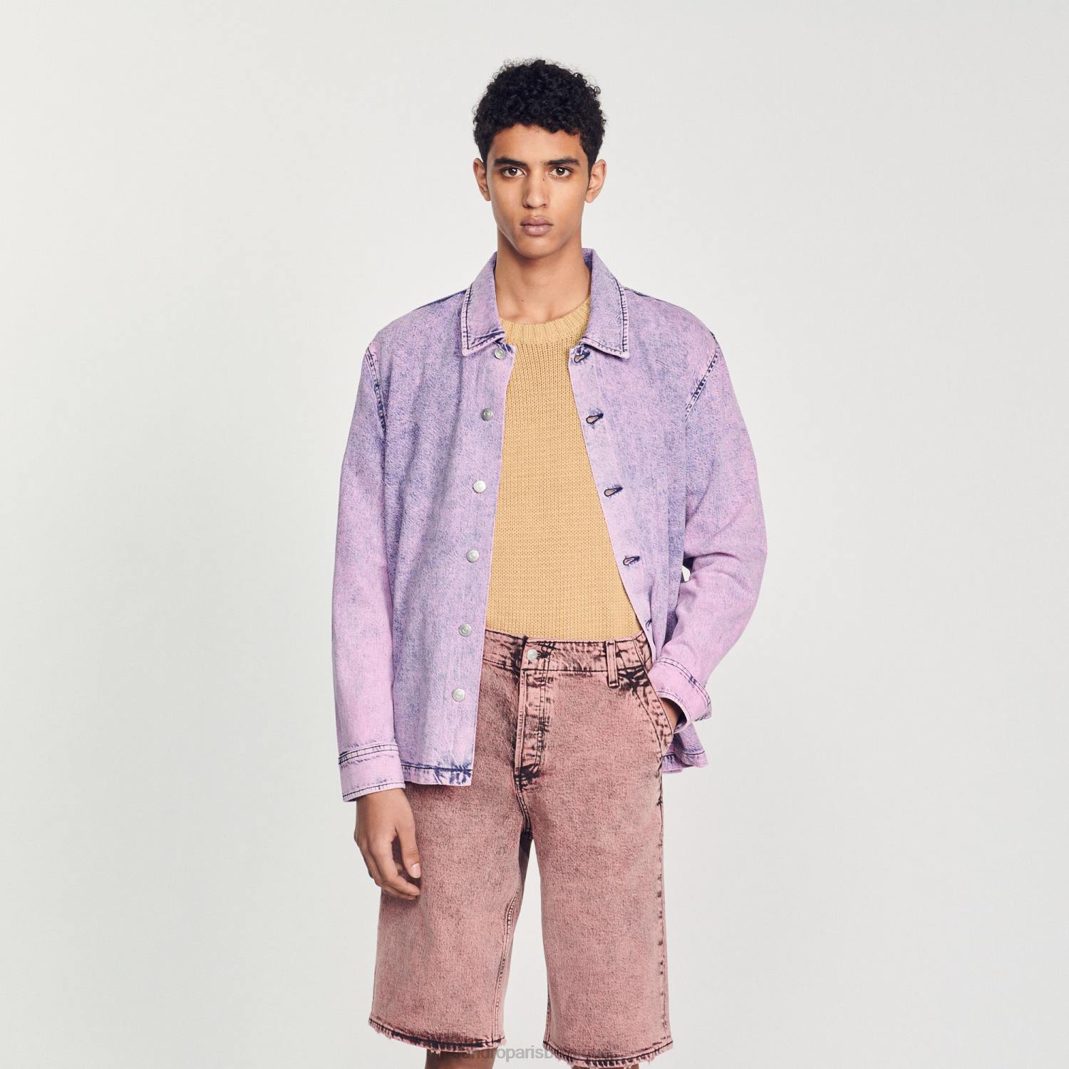 vêtements Sandro Paris short ample en jean rose Hommes XLXD752