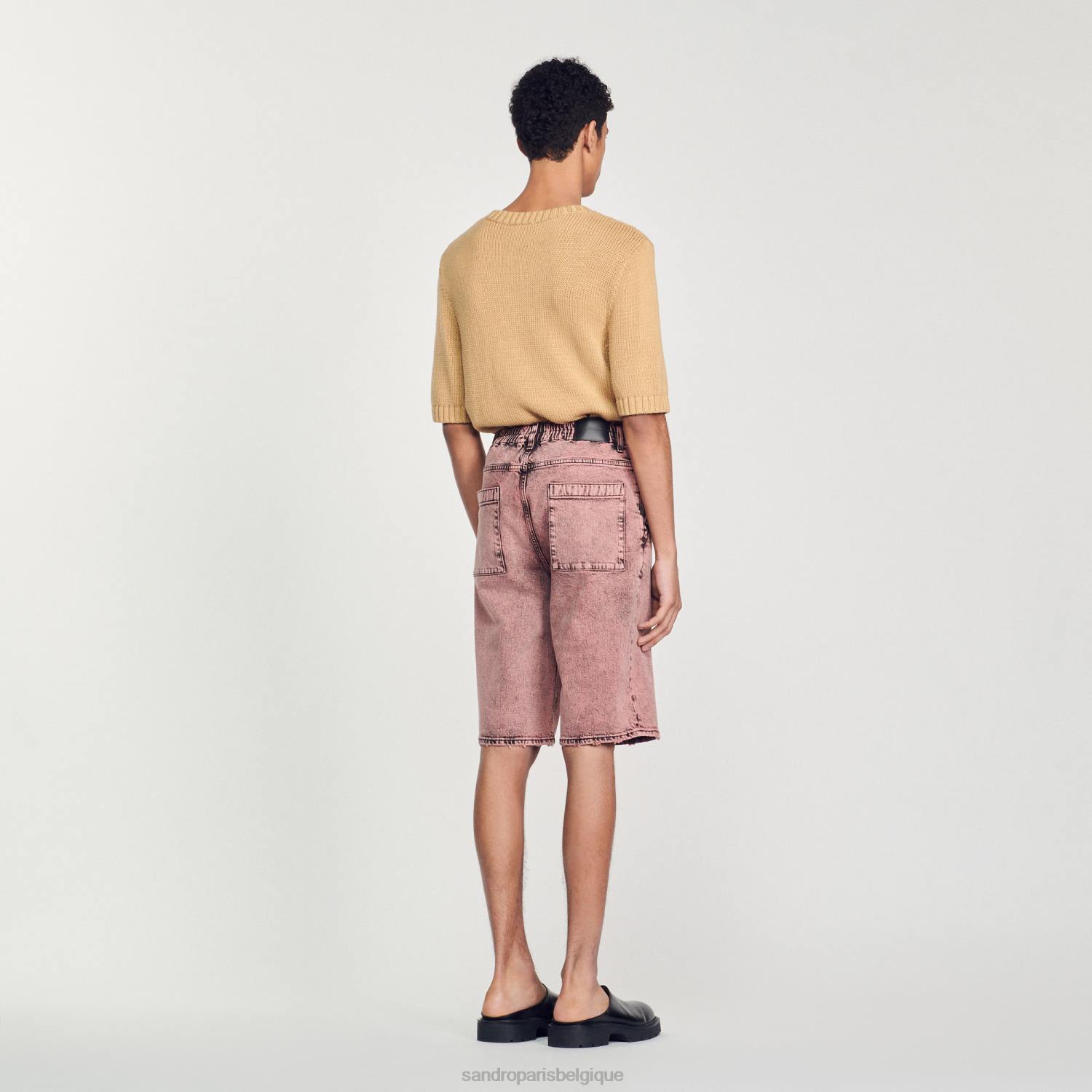 vêtements Sandro Paris short ample en jean rose Hommes XLXD752