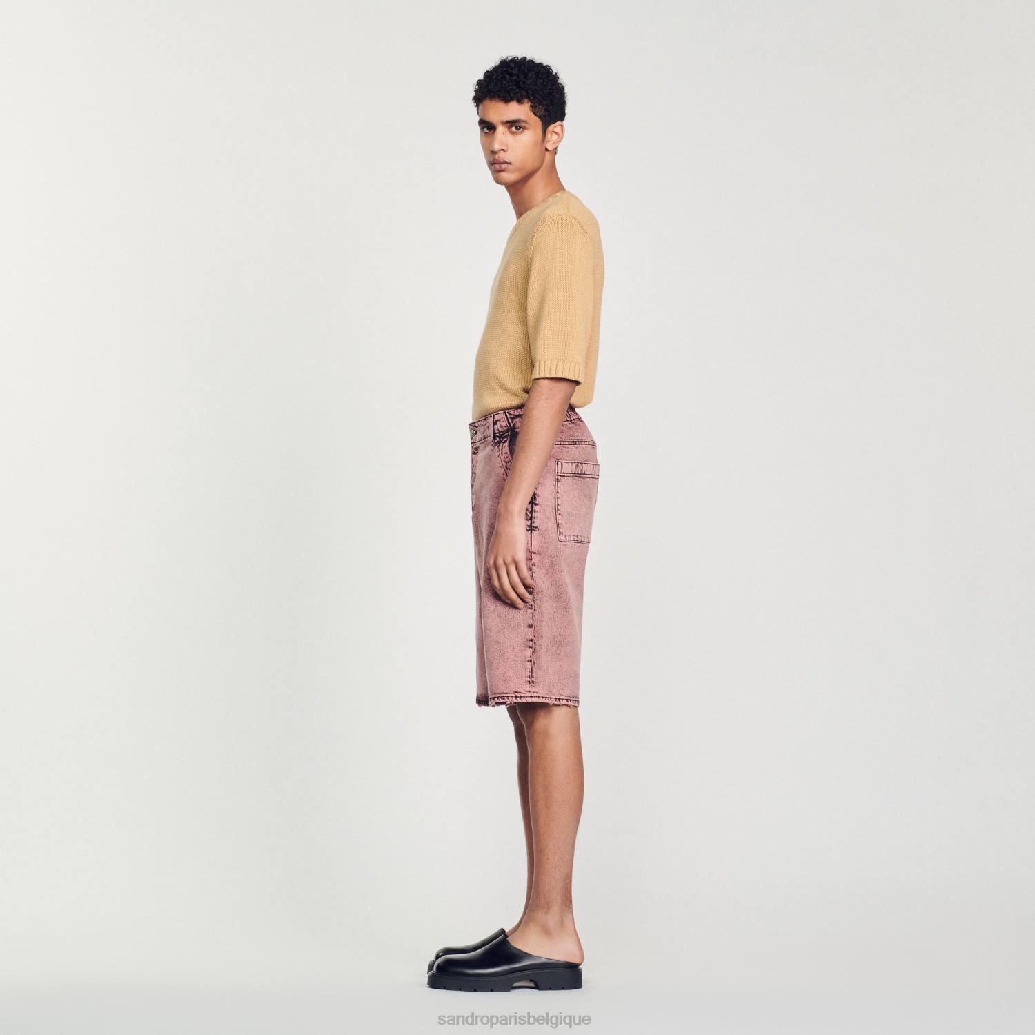vêtements Sandro Paris short ample en jean rose Hommes XLXD752