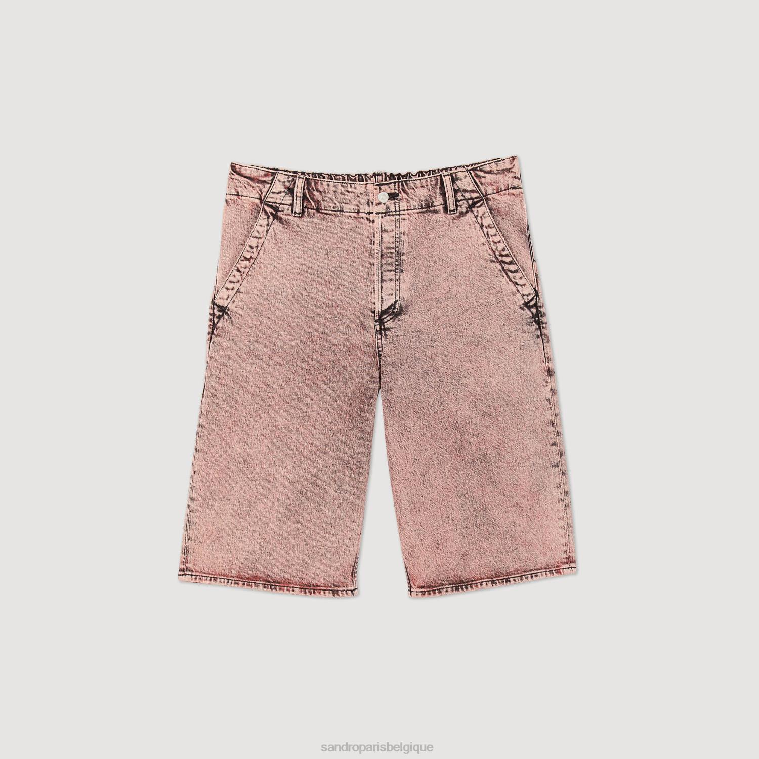 vêtements Sandro Paris short ample en jean rose Hommes XLXD752