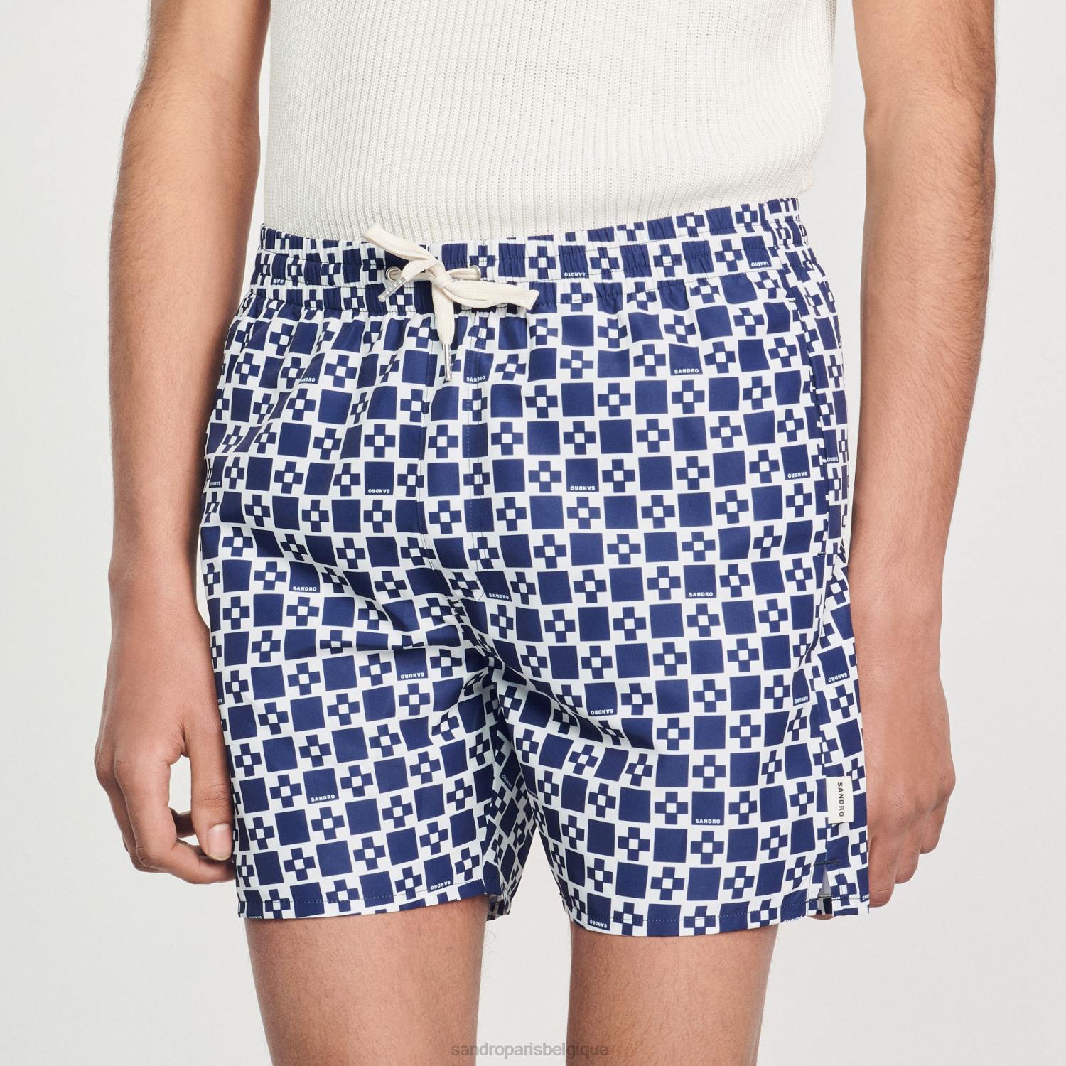 vêtements Sandro Paris short de bain à croix carrée croix carrée marine Hommes XLXD587