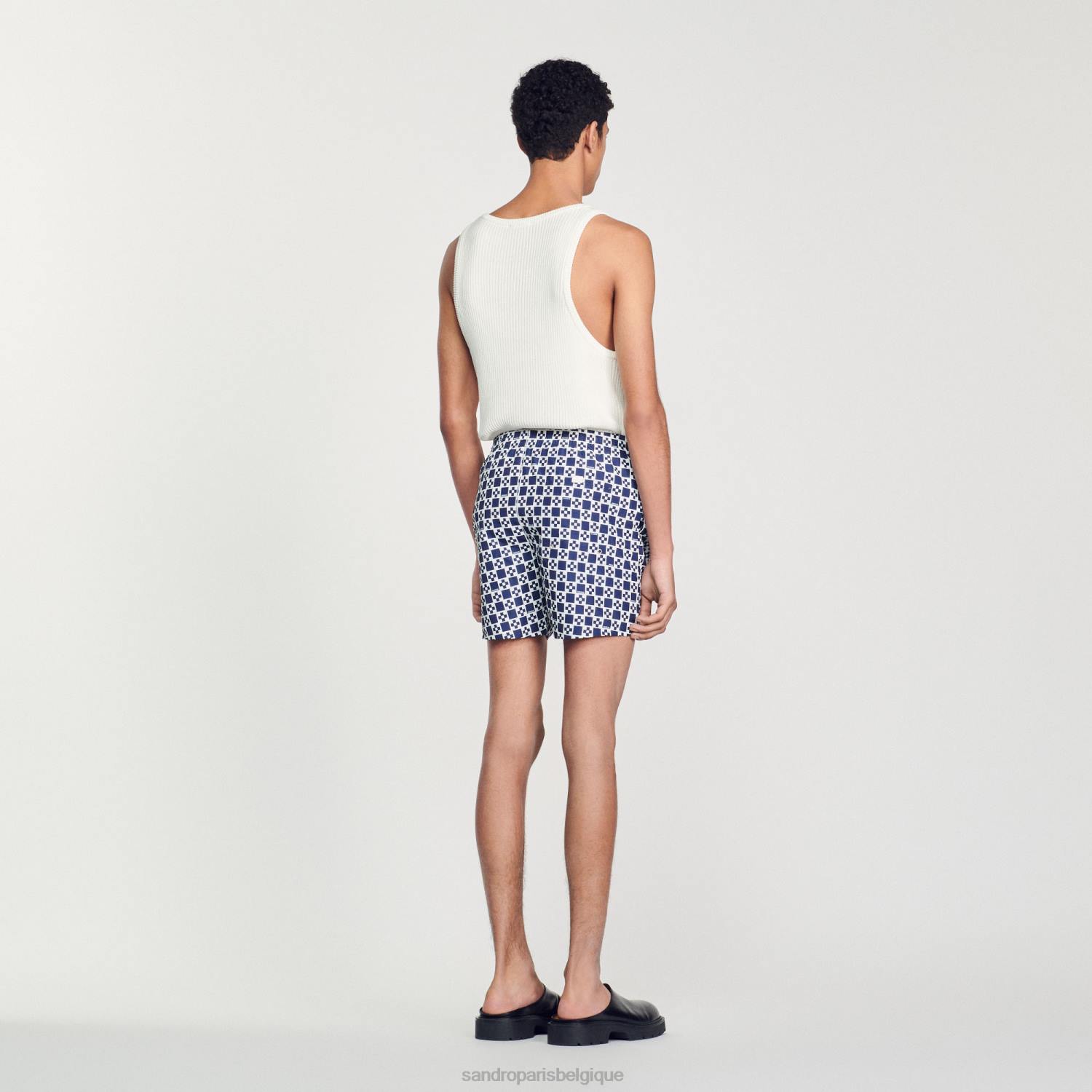 vêtements Sandro Paris short de bain à croix carrée croix carrée marine Hommes XLXD587