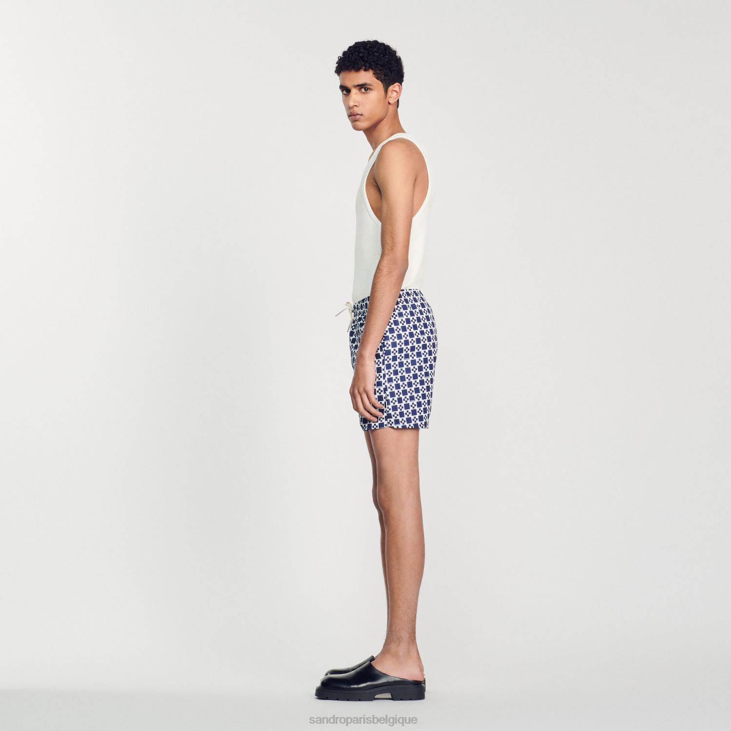 vêtements Sandro Paris short de bain à croix carrée croix carrée marine Hommes XLXD587